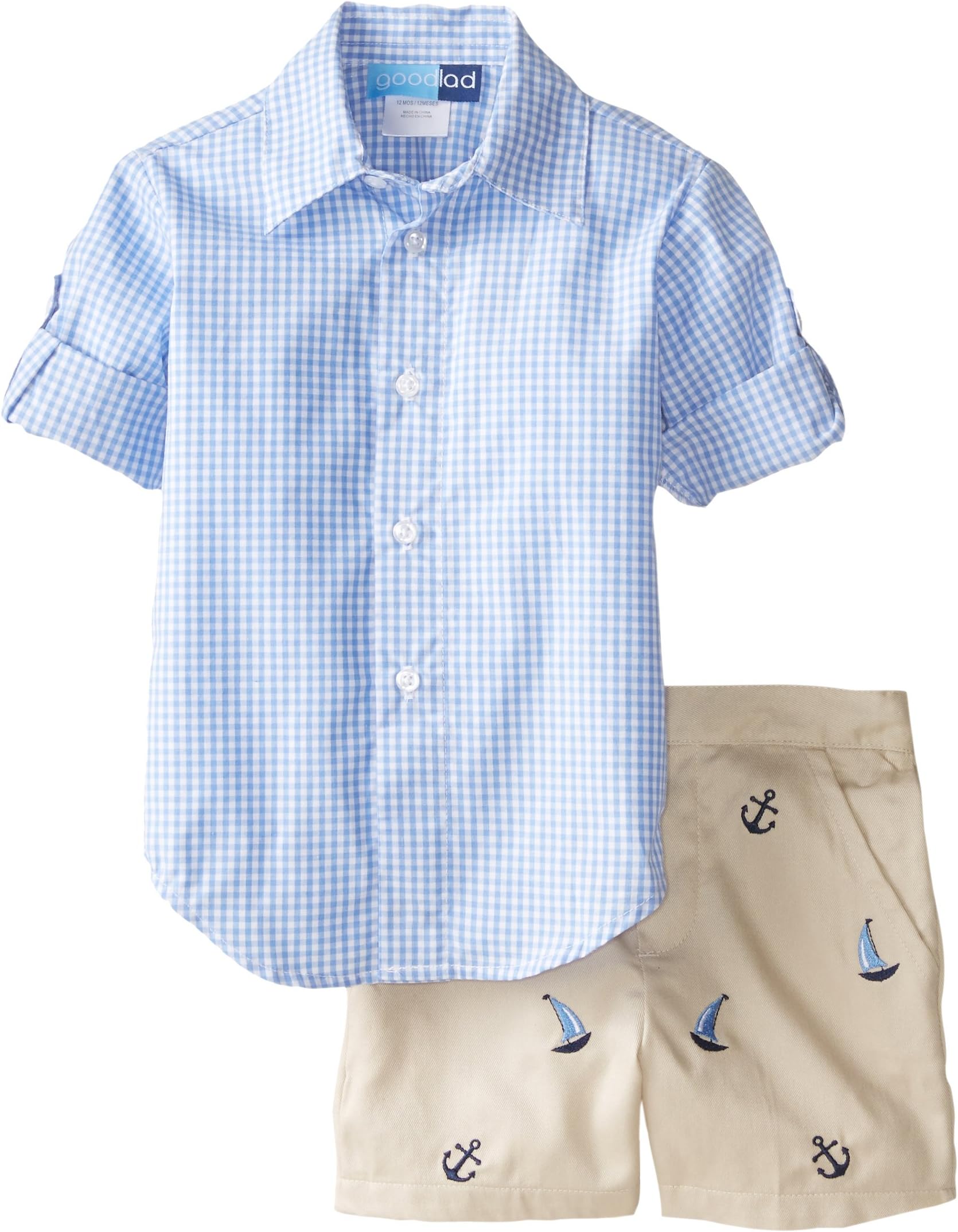 Baby Goodlad Baby Boys' Gingham Shirt Embroidered Short