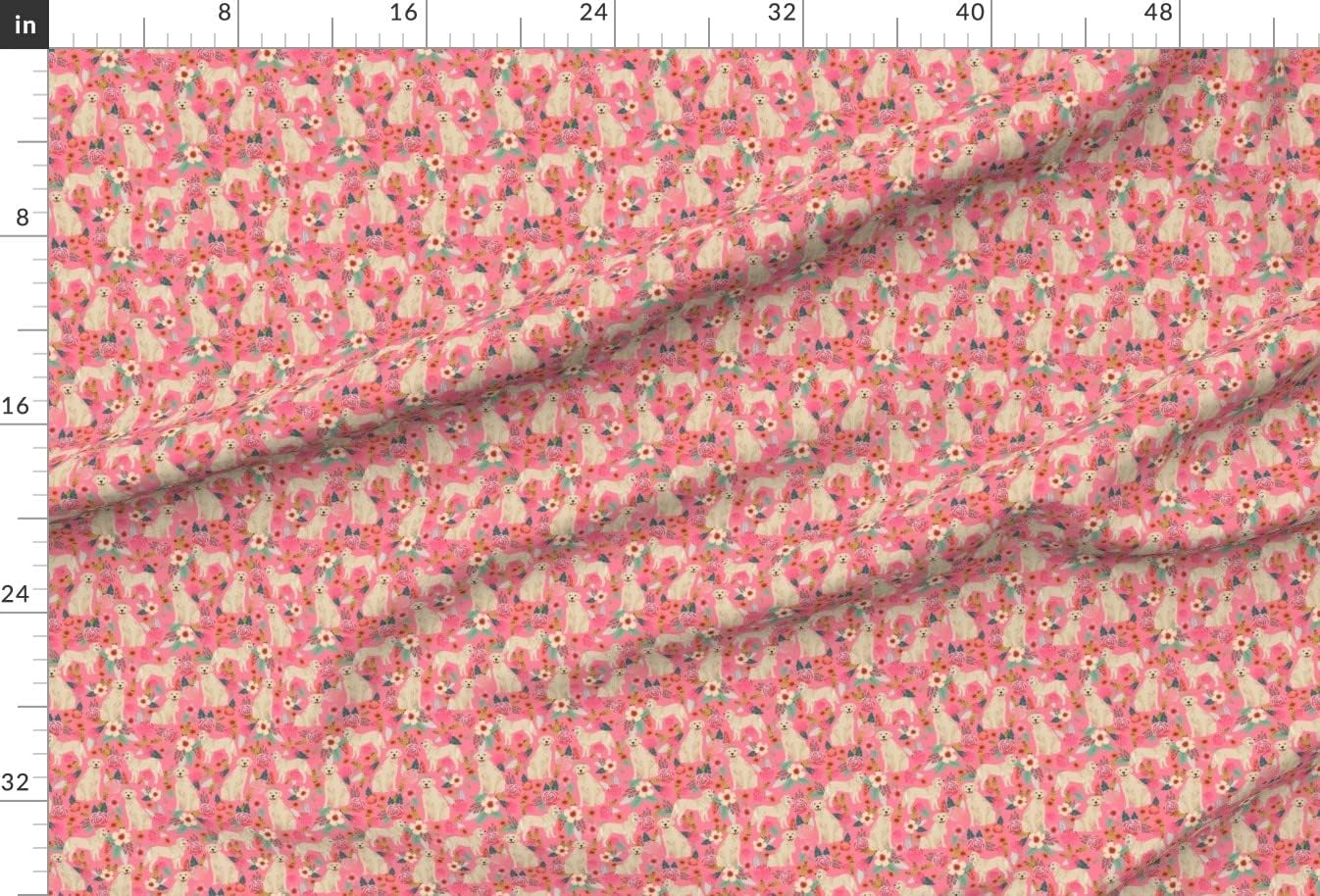 Spoonflower Fabric - Golden Retriever Dogs Florals Flowers Cute Nursery Girls Pastel Mint Printed on Minky Fabric by The Yard - Sewing Baby Blankets Quilt Backing Plush