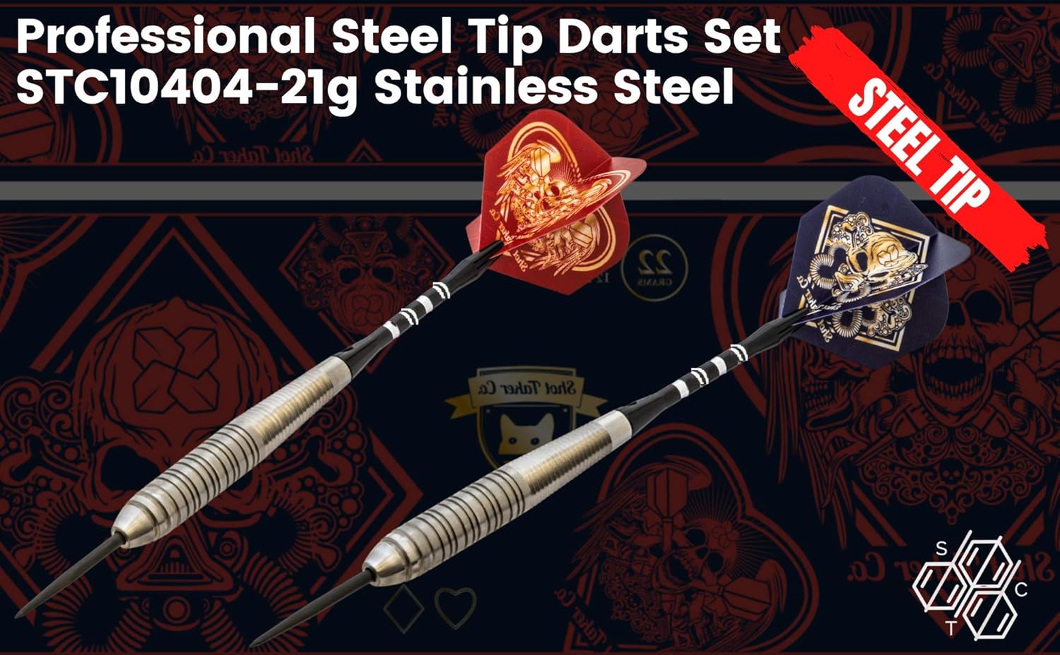 6pc Steel Tip Darts Set - Professional Darts for Dartboard - Includes Barrels + Plastic/Aluminum Shafts + O'Rings + Flights + Sharpener + Wrench