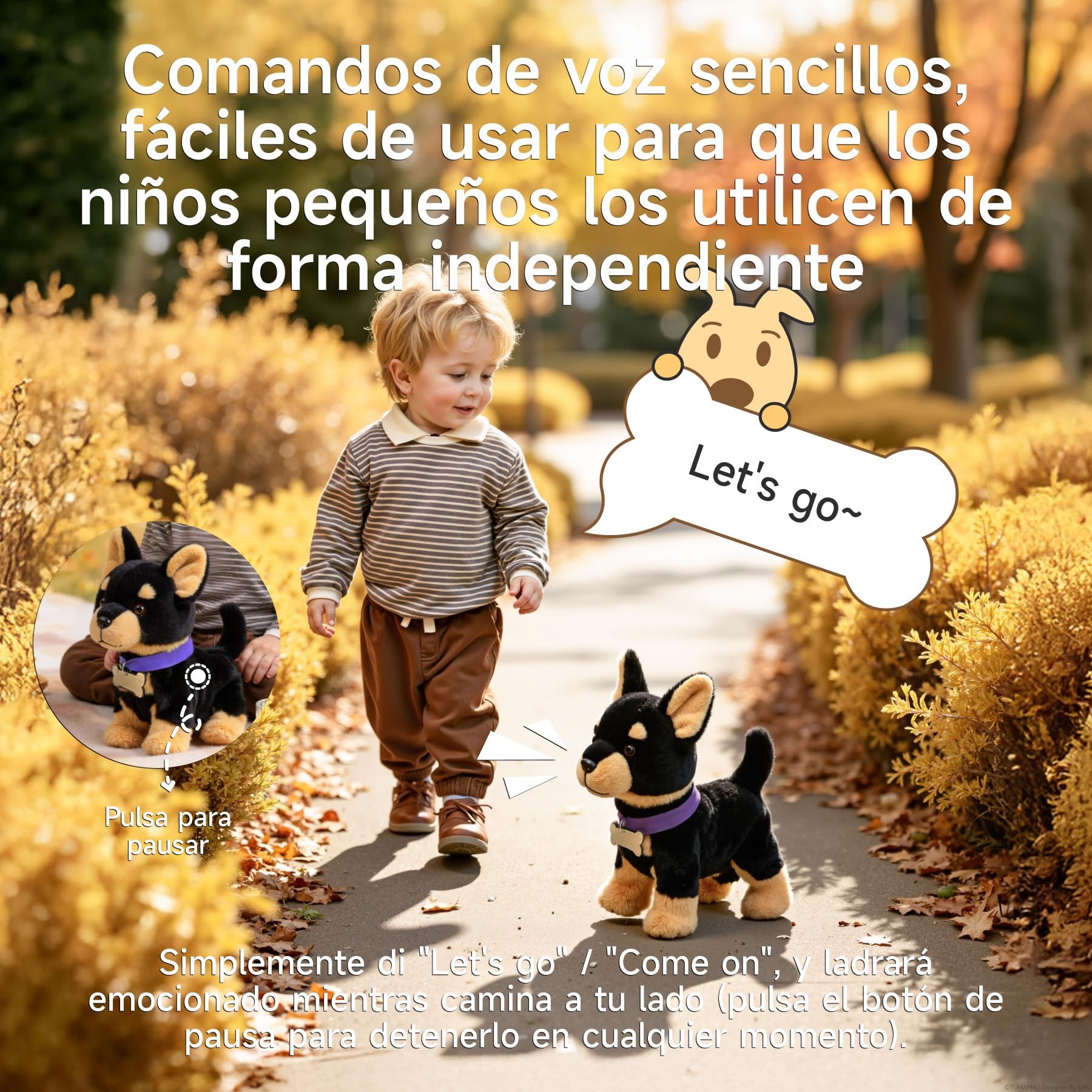TUMAMA KIDS Juguete de Perro Que Camina y Canta, Perrito de Peluche Niños