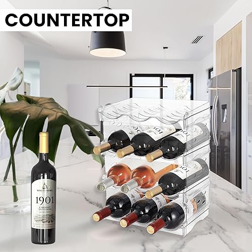 Miniatura 4 de Organizador apilable para botellas de agua, estante de plástico de 4 capas que ahorra espacio para gabinete, soporte de botella de agua de plástico