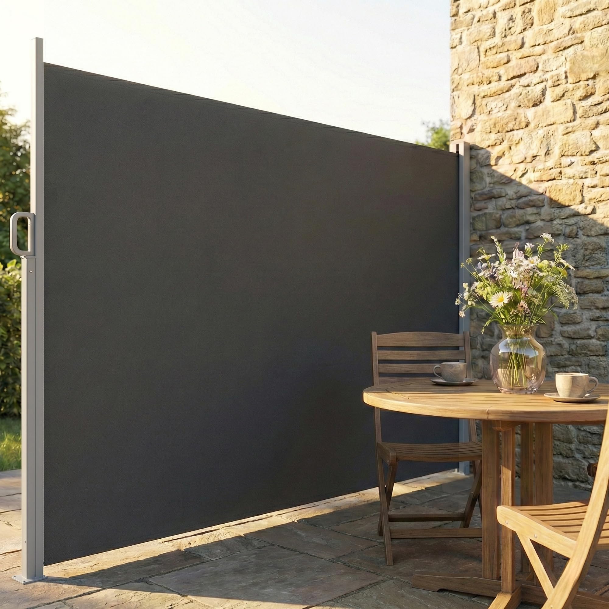 Outsunny Tenda Laterale Retrattile in Alluminio 420x185 cm Protezione UV50+ Idrorepellente Grigio Scuro