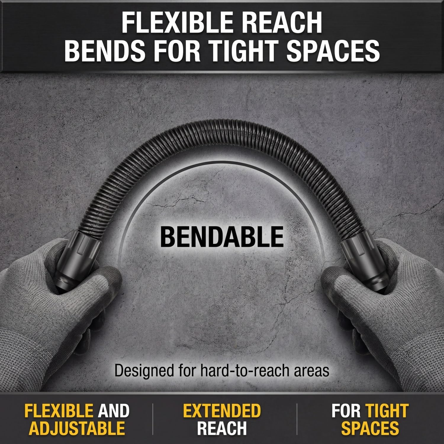 Flexible Socket Extension 1/2 Shaft Impact Offset Wrench Extender Tools Flex Head Ratchet Drill Bit 90 Degree Organizer Drive Swivel Bar Rod Set for Electric Reach Tight Space