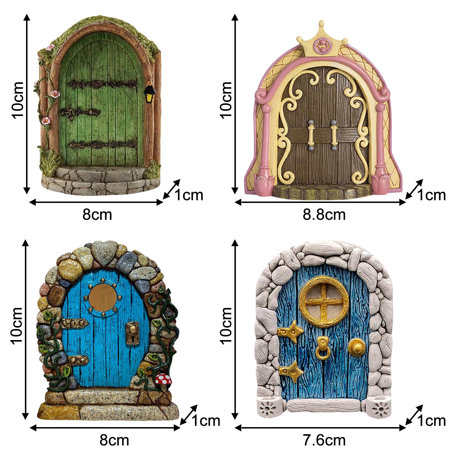 TYXHXTF 4 Pcs Puerta de Hadas, Puerta Miniatura de Árboles de Jardín, Exterior Puerta Hada Gnómica, Decoración de Árbol y Al Aire Libre