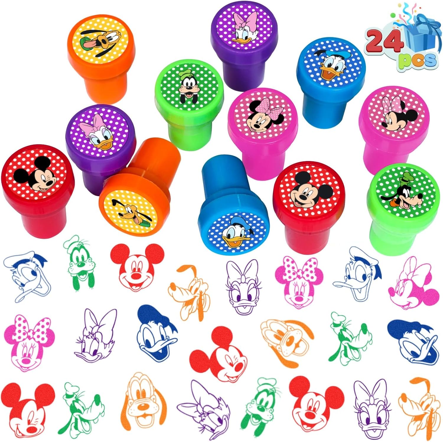 24 Pcs Mickey Themed Stampers, Mouse Birthday Party Supplies, Goody Bag Treat Bag Stuff for Mickey Birthday Party Gifts