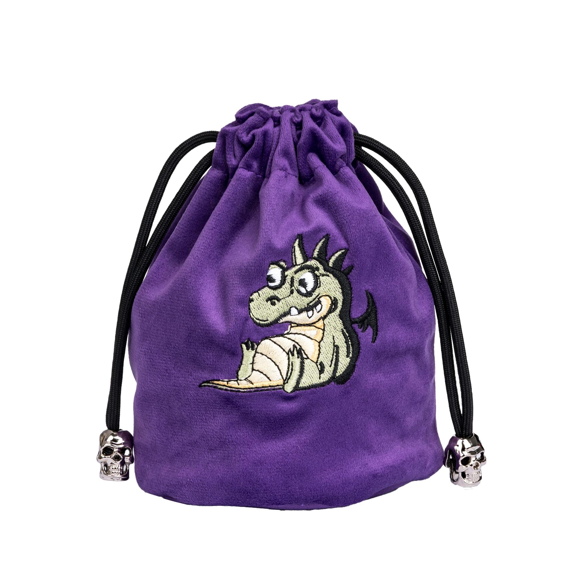 KSNDie Large DND Dice Bag Purple Velvet Storage Bag with Cartoon Dragon Pattern for Role Playing Games Tabletop Games - Capacity 100+ Polyhedral Dice — image 1