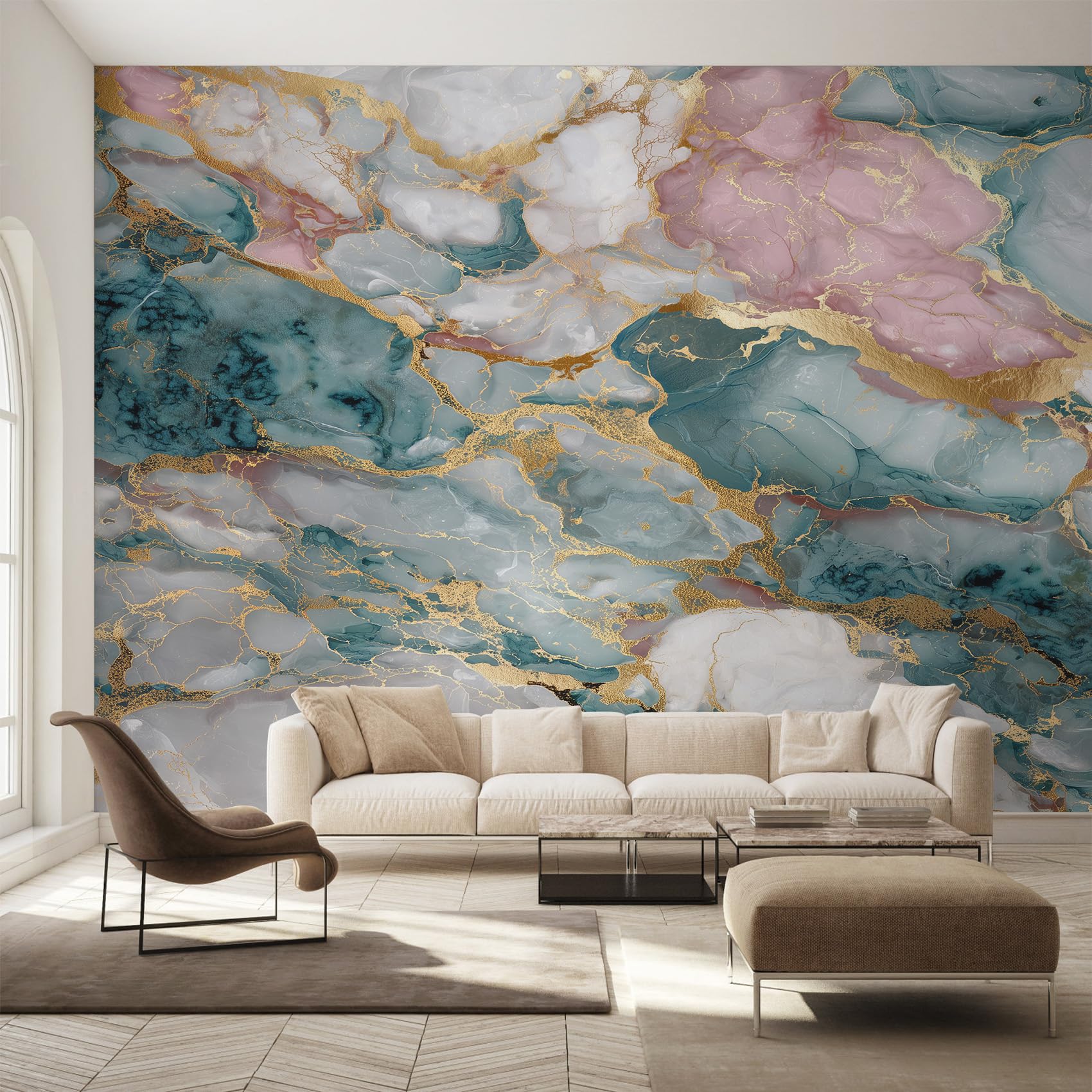 Papier peint intissé marbre pour transformer un mur blanc terne