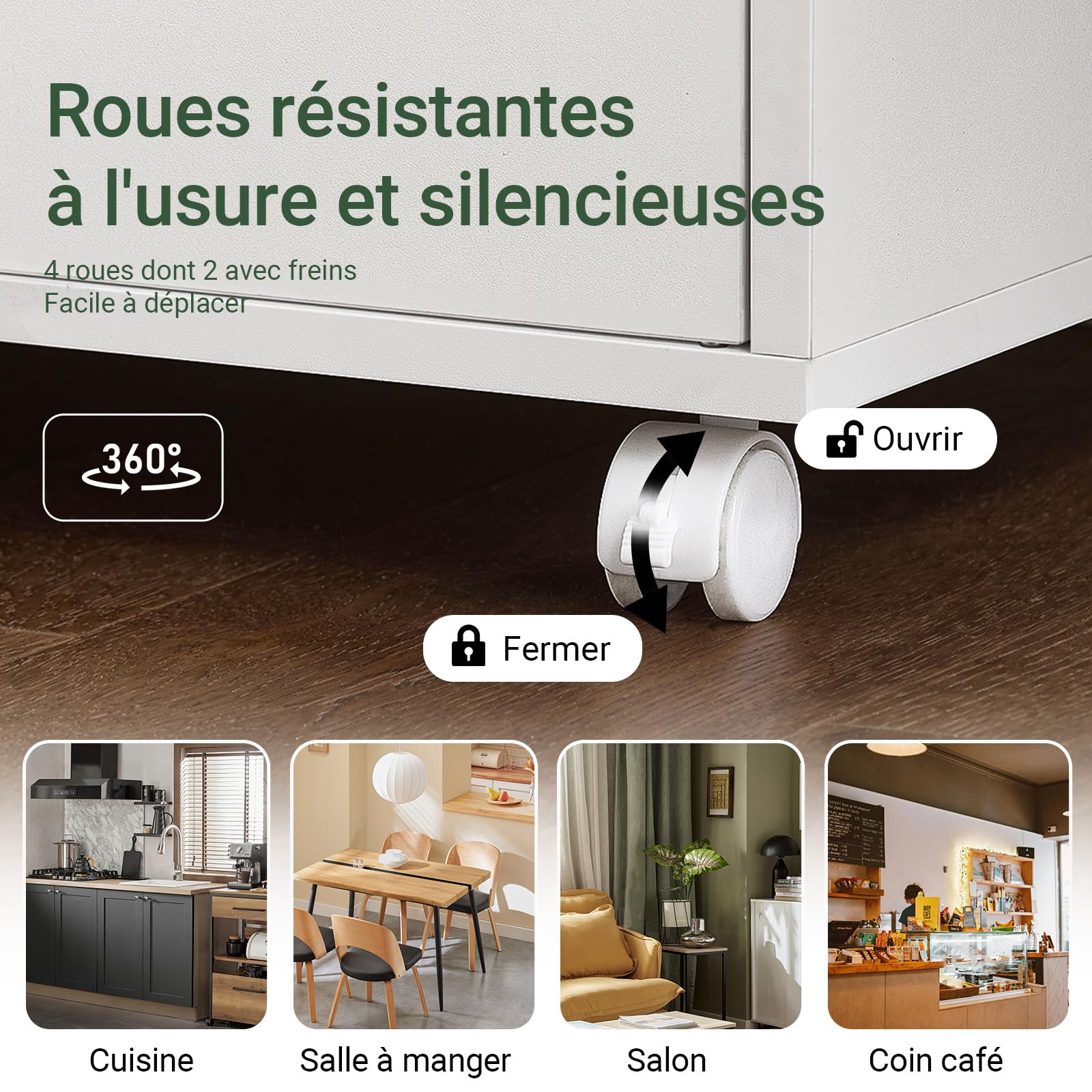 SoBuy Desserte Cuisine avec Étagère, Roues & Étagère Réglable, 92×59×40cm
