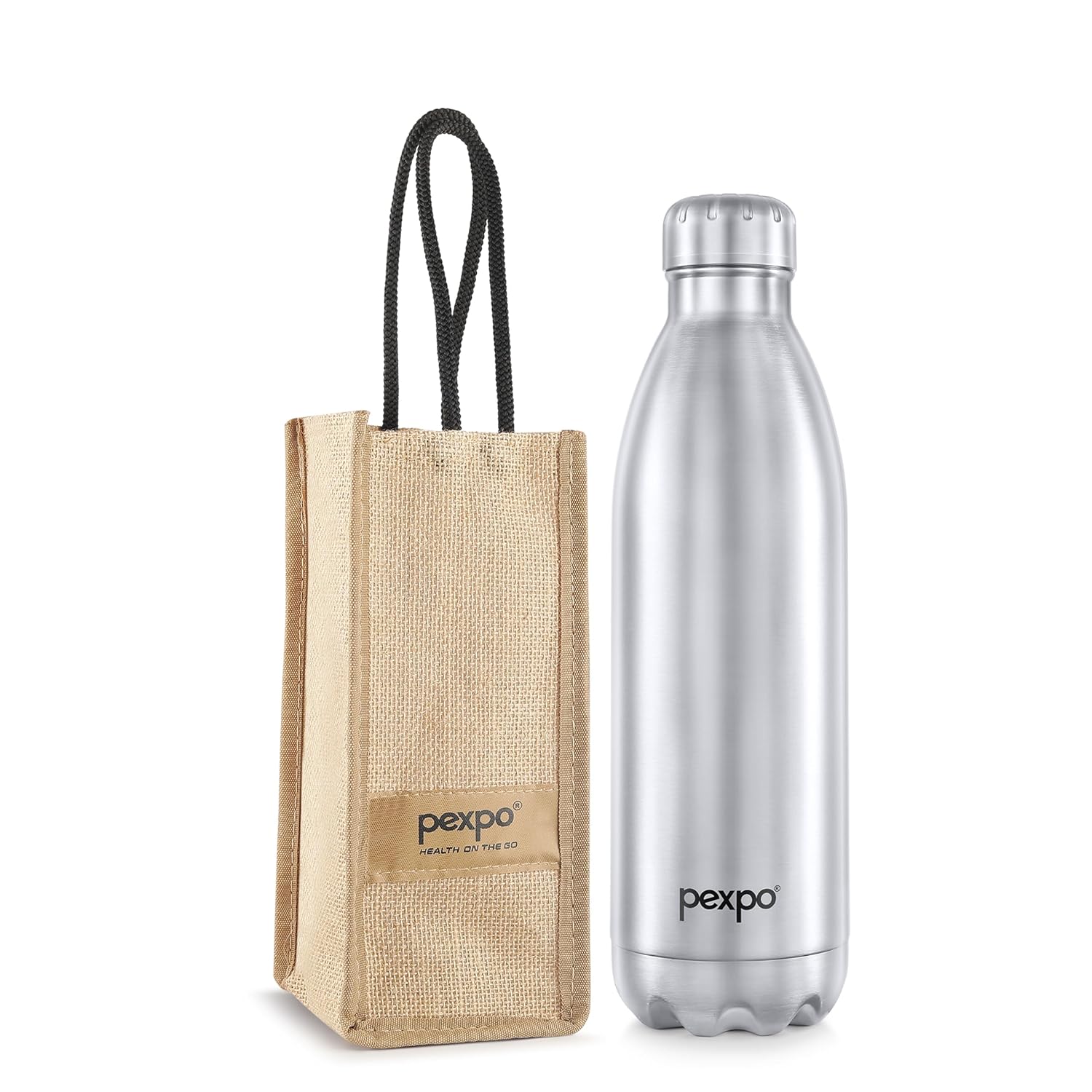 Electro 1800 ISI Certified Hot & Cold Flask with Jute Bag |2 Year Warranty| Stainless Steel Water Bottle- 1750ml, Silver | Ideal for Travelling, Home, Picnic, Outing