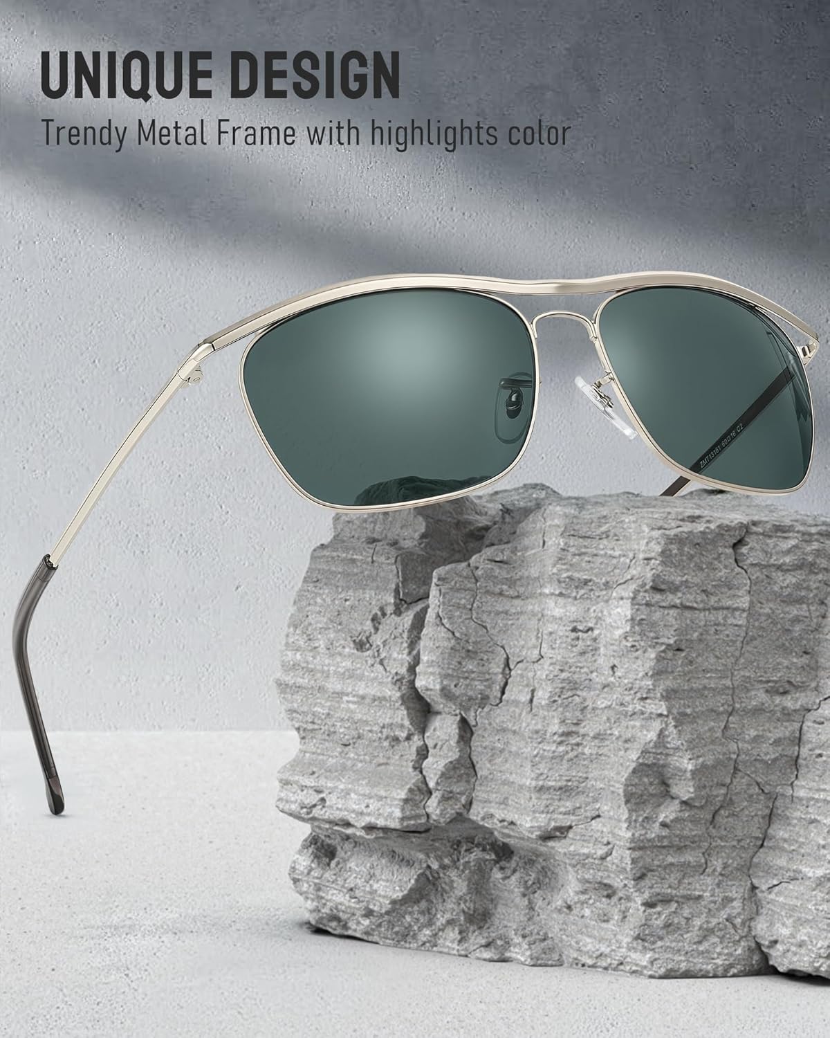 JIM HALO Aviator Sunglasses for Men, Retro Rectangle Driving Sun Glasses Womens UV400 Protection Flat Metal Eyewear - Image 7