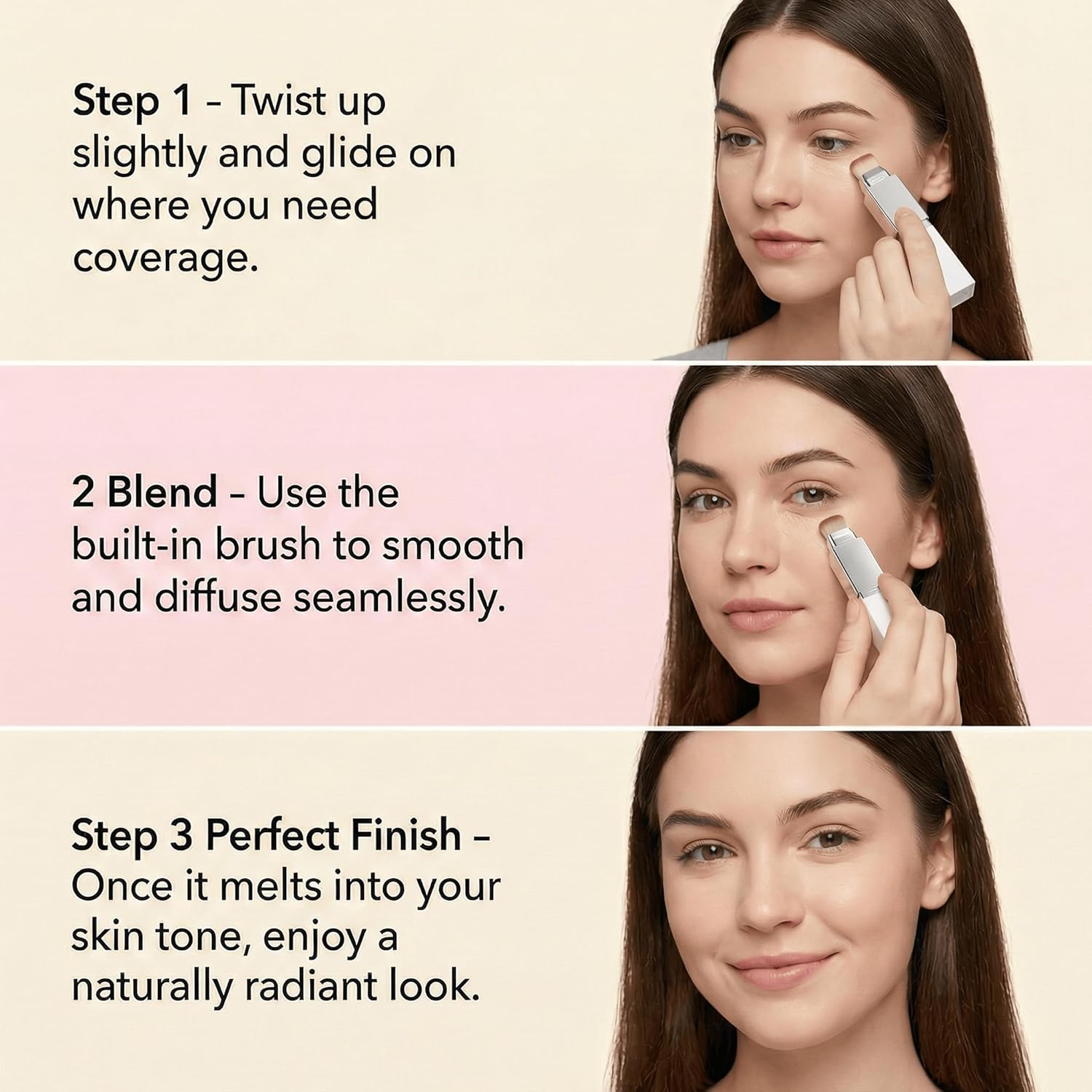 Blanc Cover Cream Stick V – Korean Color Changing Foundation Stick with Volufiline & Collagen – White Foundation Sticks for Dewy Skin–Korean Makeup Foundations Sticks with Detachable Brush (Natural) - Image 2