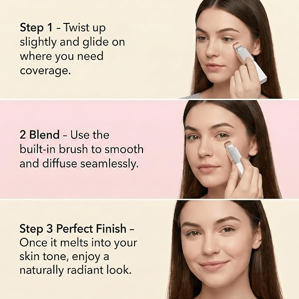 Blanc Cover Cream Stick V – Korean Color Changing Foundation Stick with Volufiline & Collagen – White Foundation Sticks for Dewy Skin–Korean Makeup Foundations Sticks with Detachable Brush (Natural) - 2