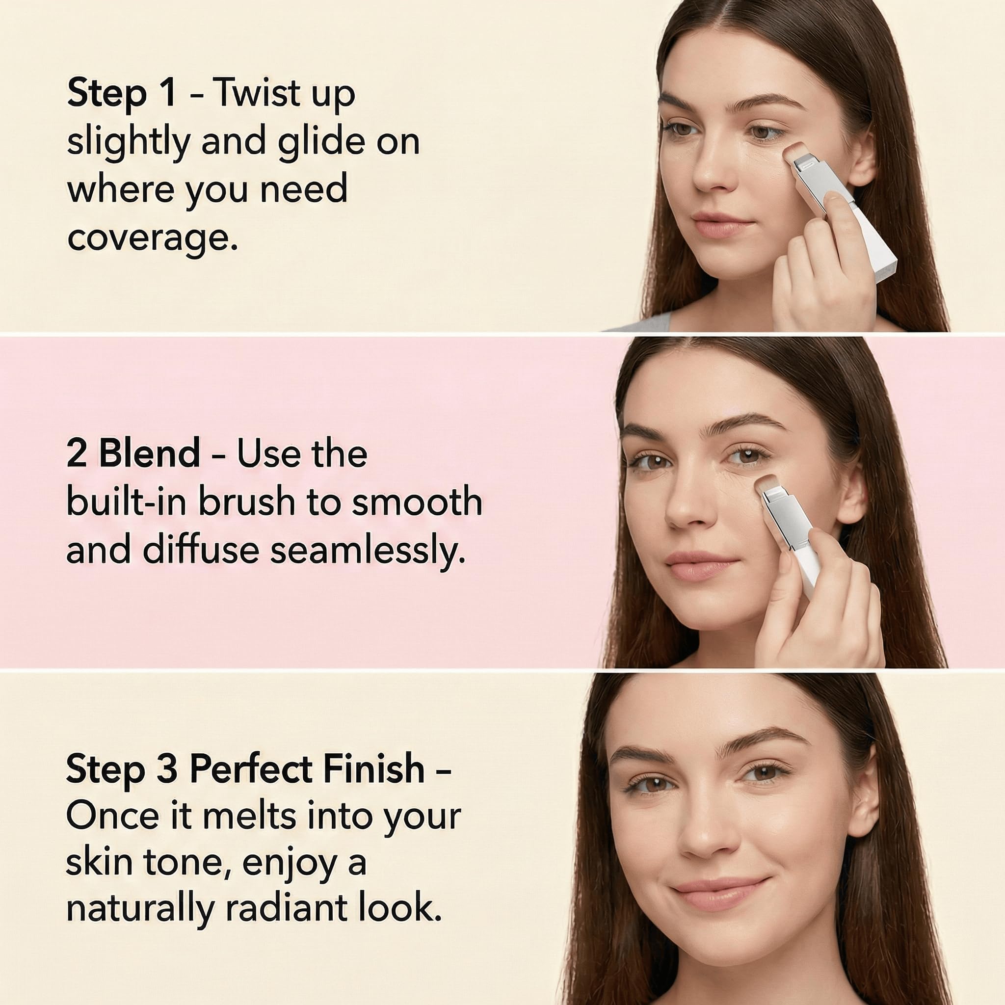 Blanc Cover Cream Stick V – Korean Color Changing Foundation Stick with Volufiline & Collagen – White Foundation Sticks for Dewy Skin–Korean Makeup Foundations Sticks with Detachable Brush (Natural) — view 2