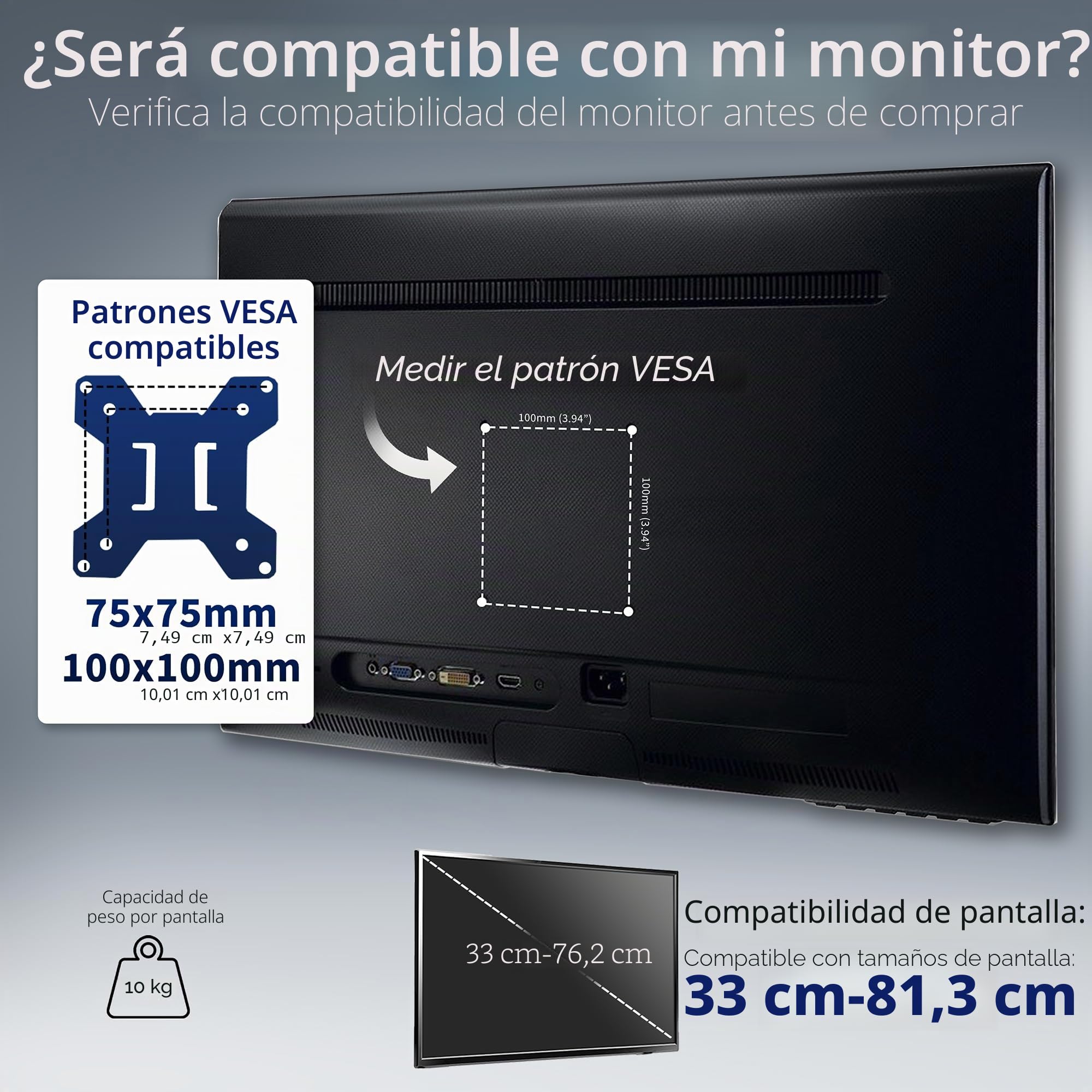 Vivo Soporte de Monitor Dual Independiente con Elegante Base de Vidrio y Brazos Ajustables, Monta 2 Pantallas de hasta 32 Pulgadas y 22 Libras Cada una, Negro, STAND-V002FG