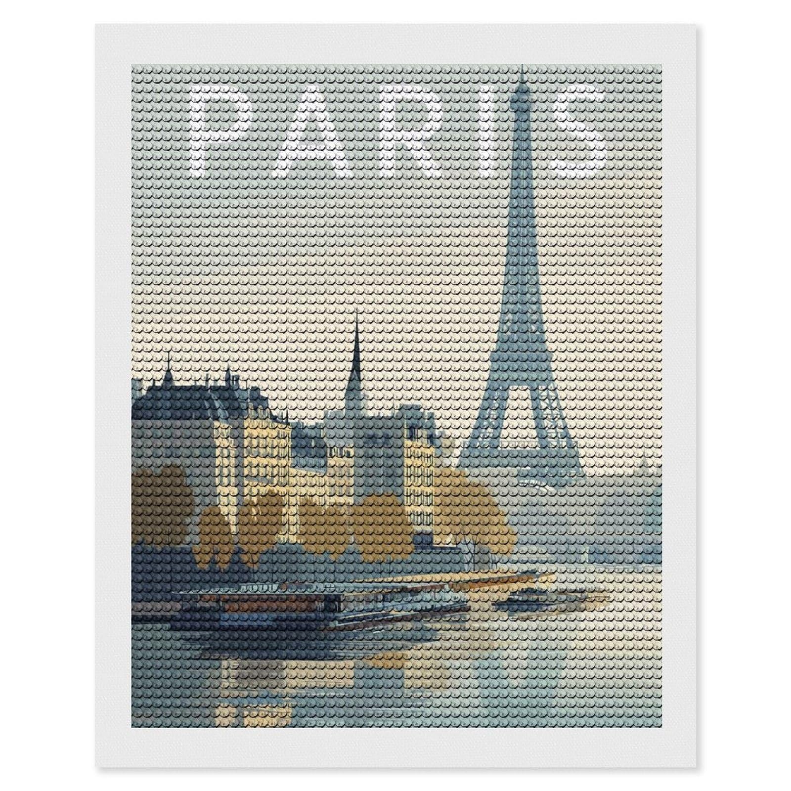 Junmoney Paris Cityscape with Eiffel Tower(2) Diamond Art Kit 16"x20", Creative Leisure Activity, Complete Accessories, Vintage Style Decor, for Women