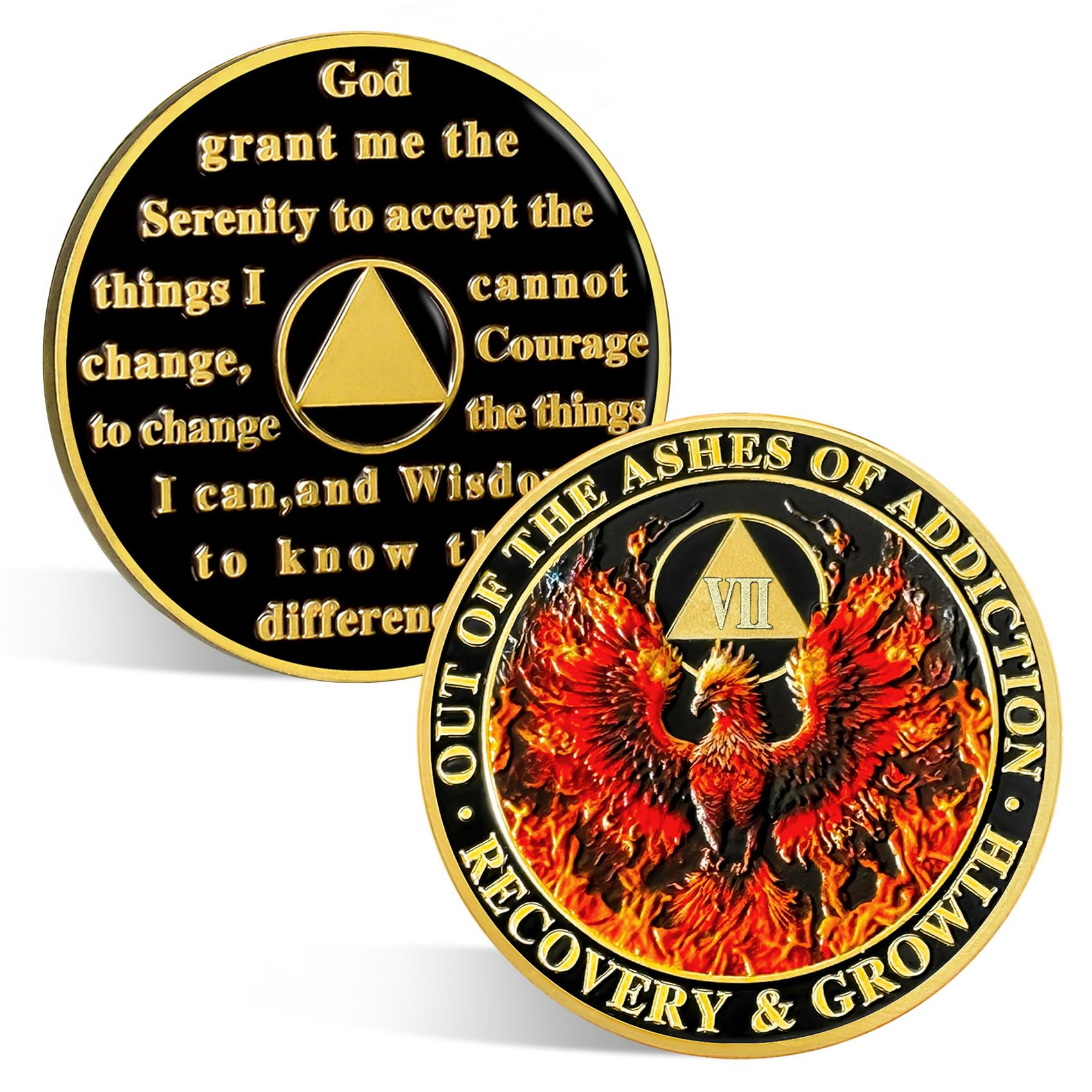 ACGZQY 7 Year Phoenix Sobriety Chip - Rebirth Phoenix AA Coin and Medallion - Upon Awakening Recovery Sober Token Sobriety Coins Alcoholics Anonymous Sobriety Gifts โ image 1