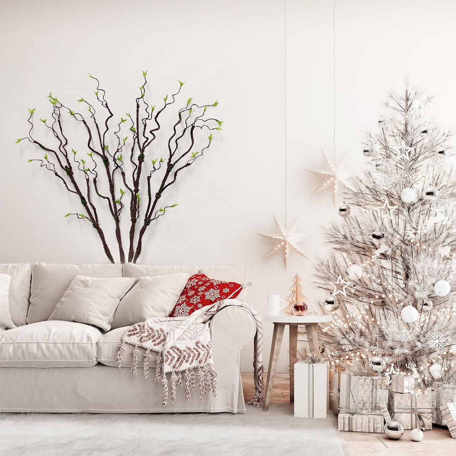 4pcs 40 inch Bendable Green Leaf Moss Simulated Artificial Vines Fake Tree Branches for Home Decor Outdoor Wedding Commercial Halloween Christmas and Other Scene Decorations - Image 8