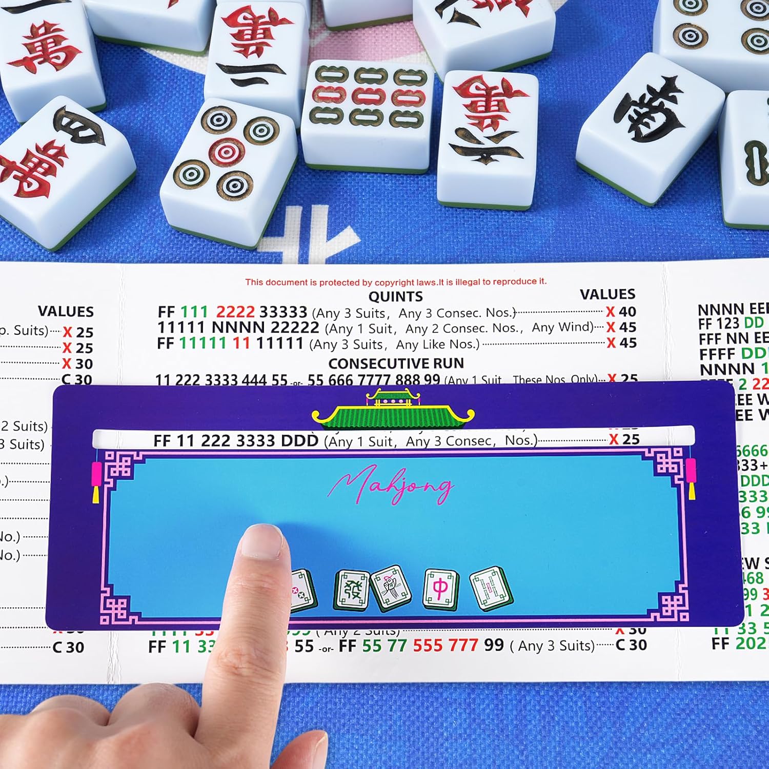 4Pack Mahjong Line Finder, Mahjong Line Reader Guide, Mah Jongg Card Mah Jong Accessories and Gifts, Mah Jong Game Rules Helper (Pattern)