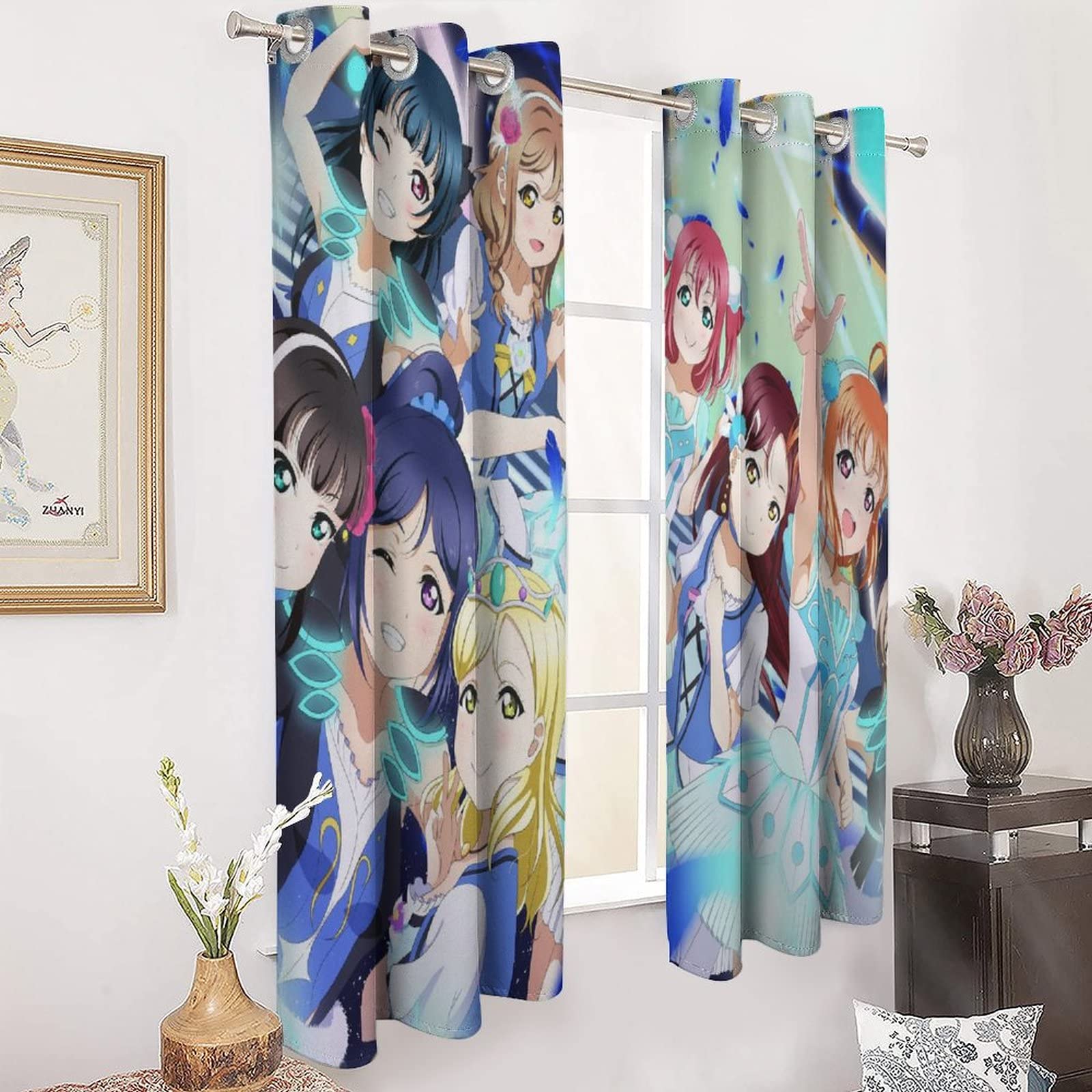 Amazon｜ラブライブ! カーテン 遮光 断熱 穴あきカーテン 1級遮光