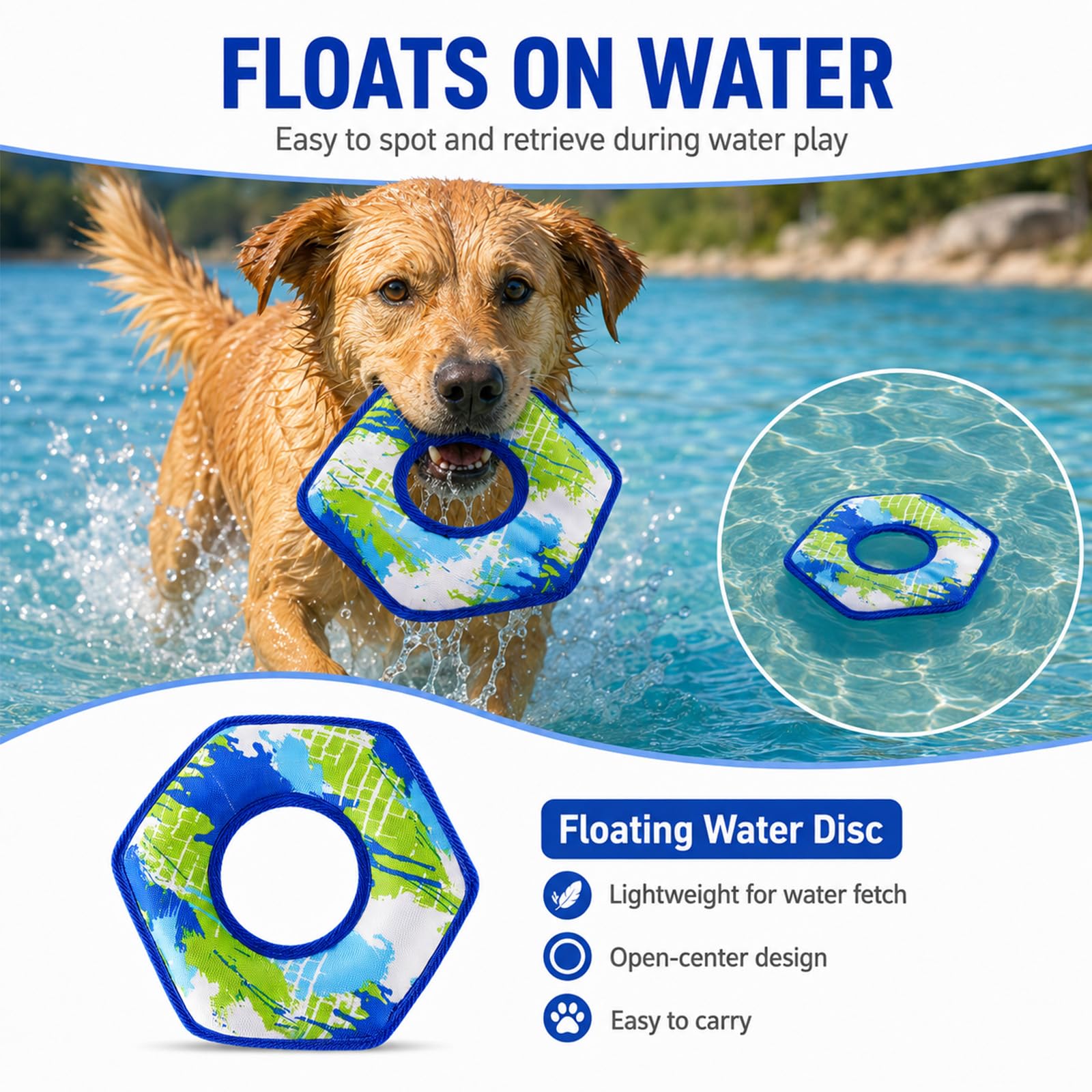 Juego de discos voladores para perros | Frisbee flotante duradero + disco volador de cuerda | Juguetes de entrenamiento interactivos para interiores y exteriores | para perros pequeños y