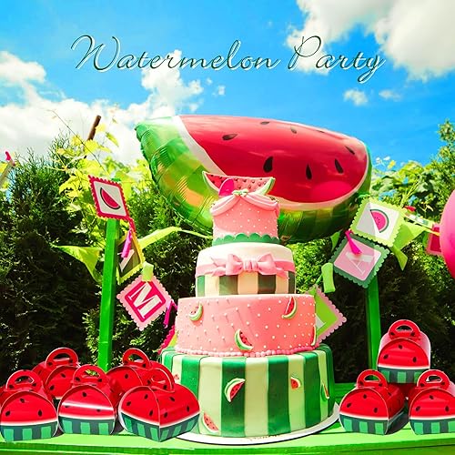 Miniatura 6 de TaoBary 36 cajas de recuerdos de fiesta de sandía, bolsas de dulces de melón 3D, mini cajas de regalo para cumpleaños temáticos de verano, baby