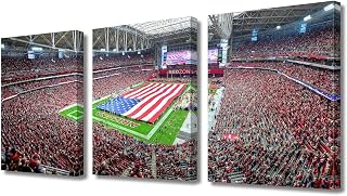 Canvas Wall Art American Decor State Farm Stadium Pictures Soccer Paintings 3 Panel Canvas Wall Art Glendale Phoenix, Arizona Artwork Home Decor for Living Room Giclee Framed Ready to Hang (42"Wx20"H)