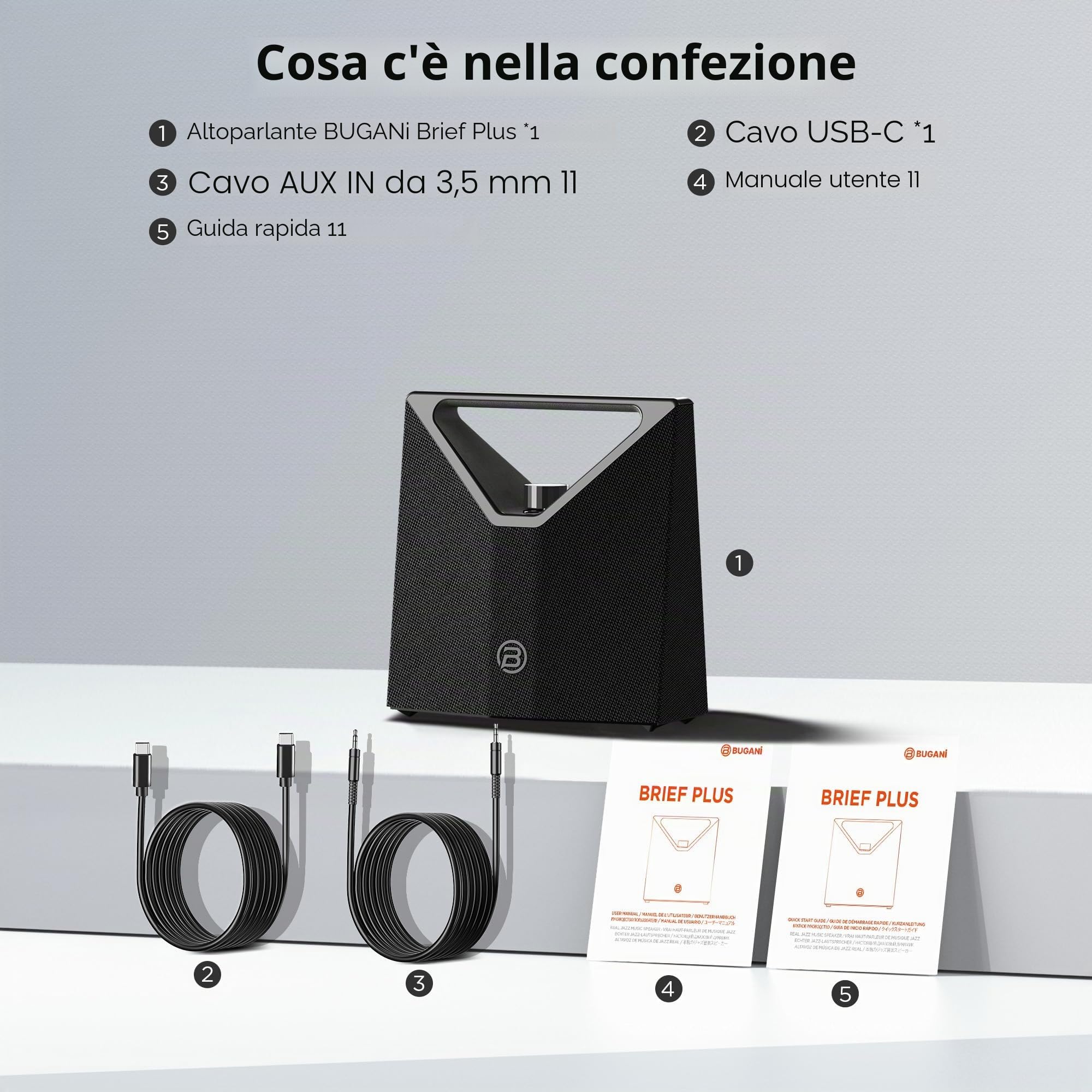 BUGANI Brief Plus Cassa Bluetooth Potente Portatile 80W