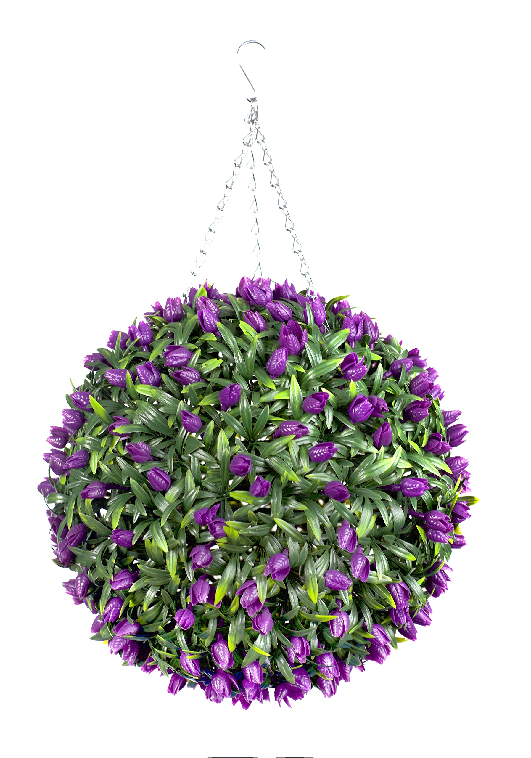 Para najlepszych sztucznych tulipanów kulki kwiatowe bujne długie liście trawa tiopiary (38 cm, fioletowa)