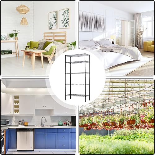 Miniatura 7 de Estantería de alambre de 5 niveles, unidad de almacenamiento, estante organizador de metal resistente, estante de pie sin ruedas para cocina, baño,