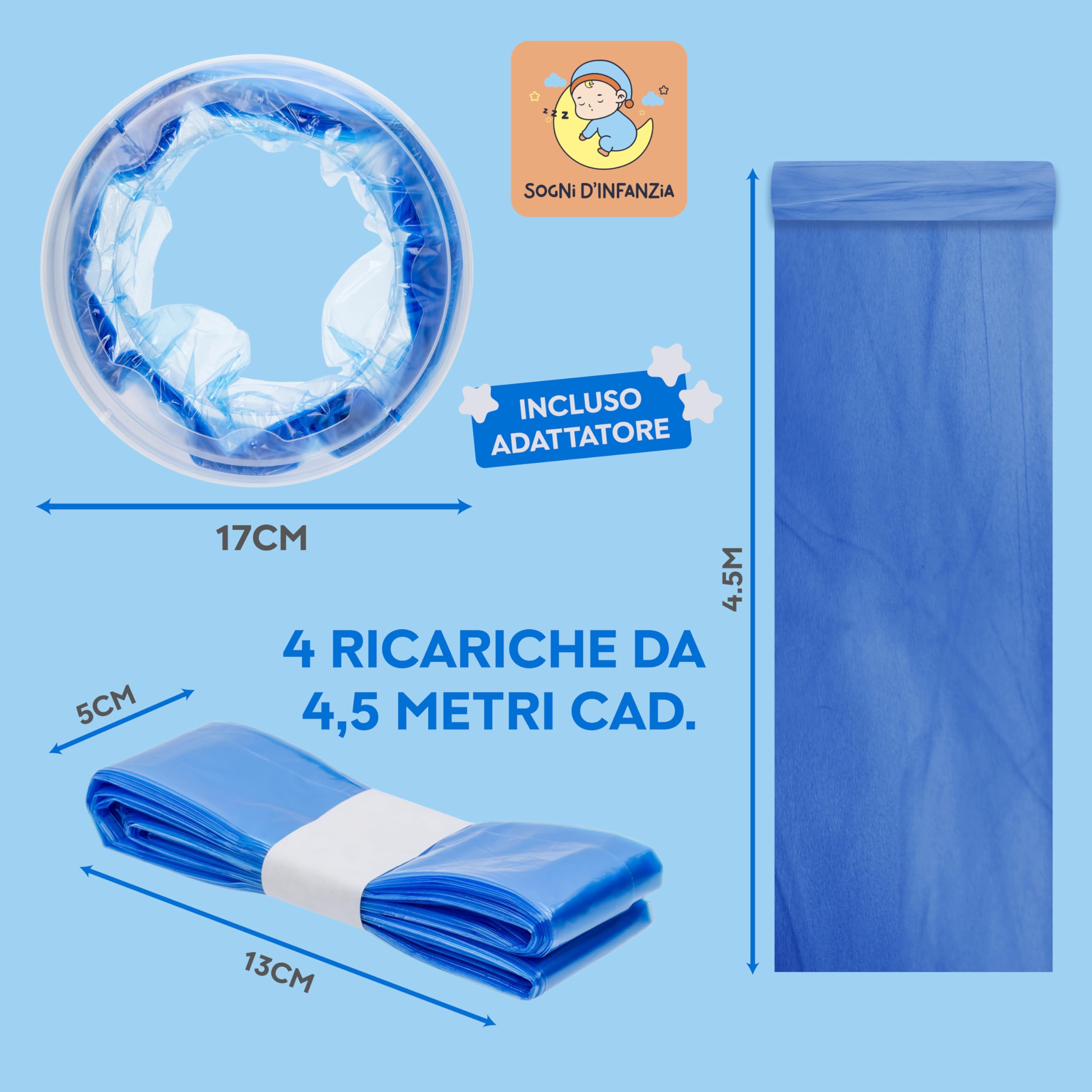 Ricariche Mangia Pannolini Universali, Sacchetti Antiodore Multistrato Compatibili con Foppapedretti, Tommee Tippee e Altri, Eco-Friendly, Resistenti e Capienti, Confezione Risparmio