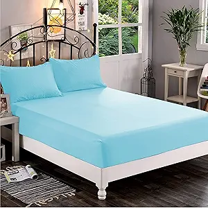 Elegant Comfort 1500 Premium Hotel Quality 1-Piece Fitted Sheet, Softest Quality Microfiber - Deep Pocket up to 16 inch, Wrinkle and Fade Resistant, Queen, Aqua Blue
