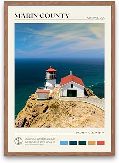StudioUBILA Marin County Wall Art Poster, Decorative Cityscape Landscape Art Prints, Home Decor Wall Art Print for Bedroom Living Room Kitchen Decorations, Unframed
