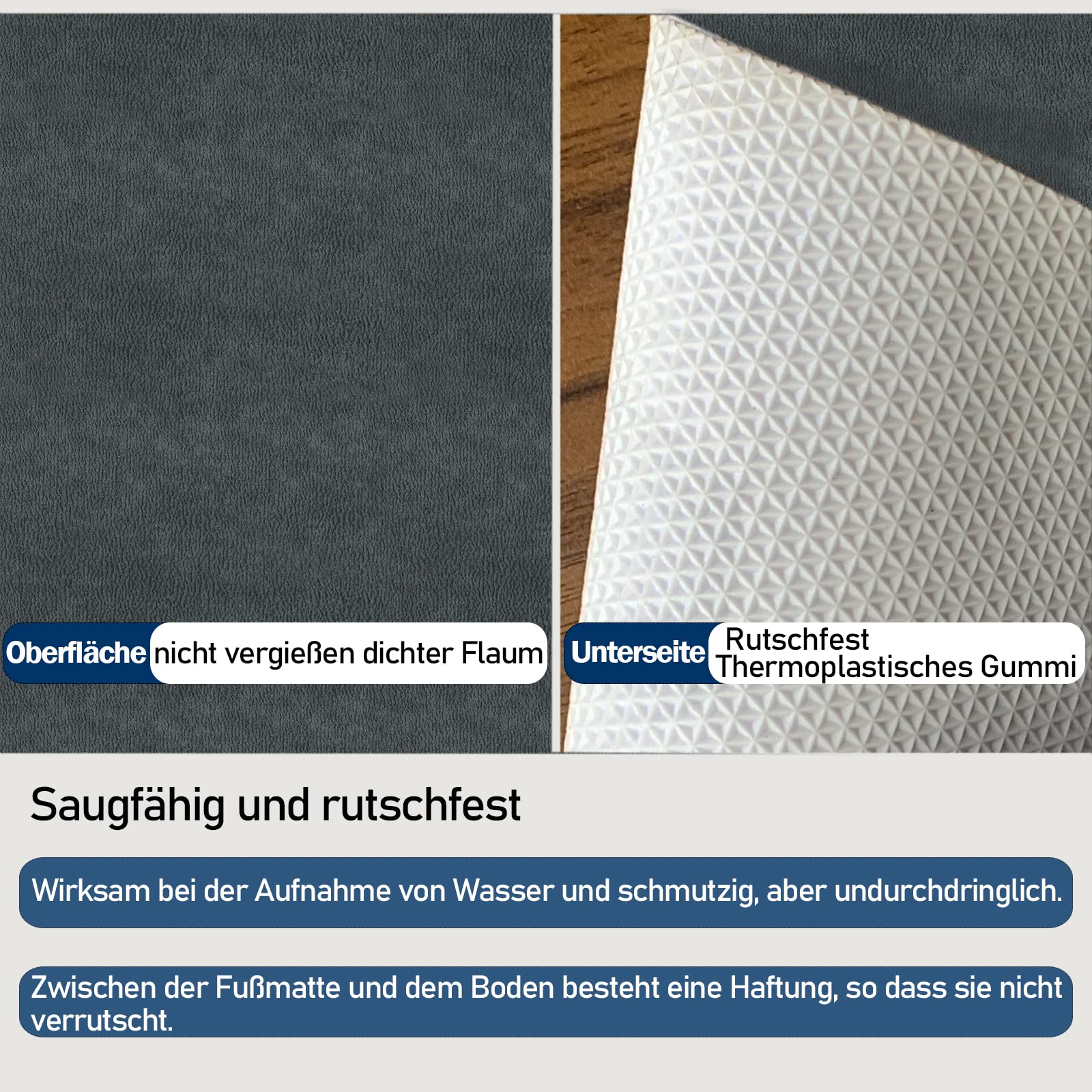 DFIONC Fußmatte innen,waschbar Schmutzfangmatte,superdünne Eingangstürmatte,strapazierfähige Türmatte Schmutzfänger,Saugfähiger Küchenläufer,rutschfeste Schmutzfängerfußmatte