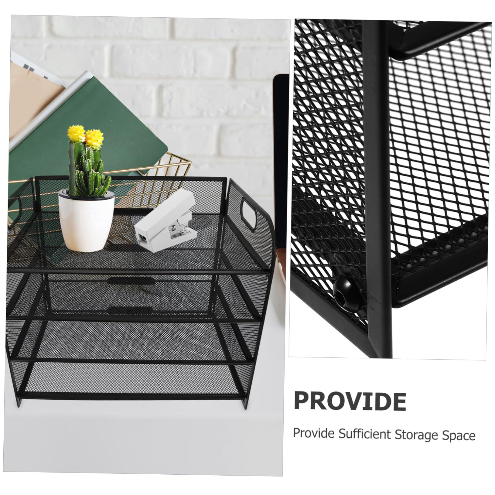 SEWACC 4stufe Stöckiger Papierorganizer für Schreibtisch Metall-dokumentenablage Aktenordner mit Griffen Schreibtischaccessoires Postablage für Theke Bücherregal für Klassenraum