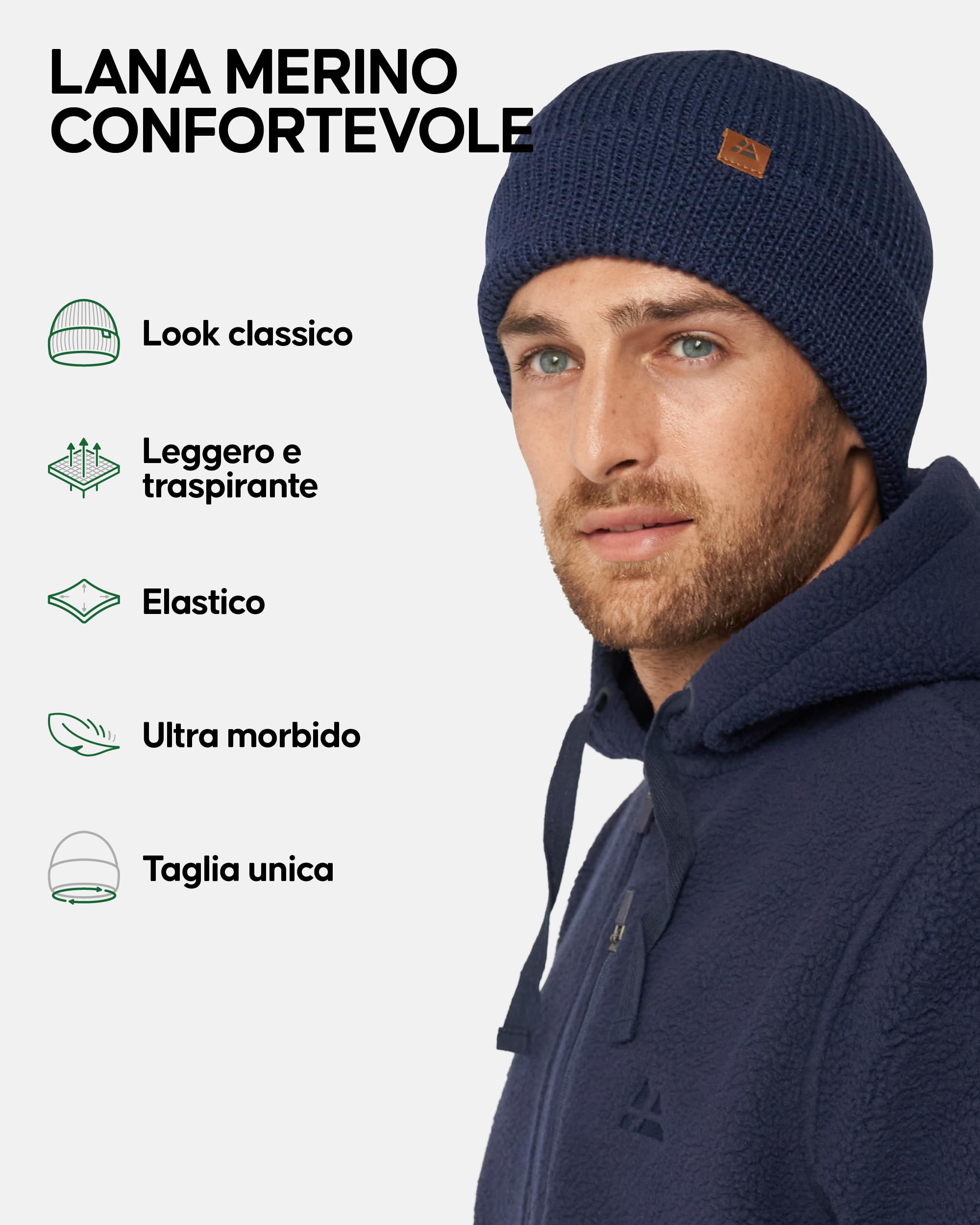 DANISH ENDURANCE Cappello Lana Merino, Berretto Beanie in Maglia Termica, da Uomo e Donna