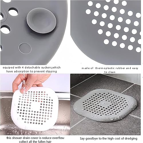 Miniatura 5 de Tapón para desagüe de ducha, 2 piezas, protectores para el hogar con ventosa para trampa de agua, cubierta para fregadero para baño, bañera y cocina