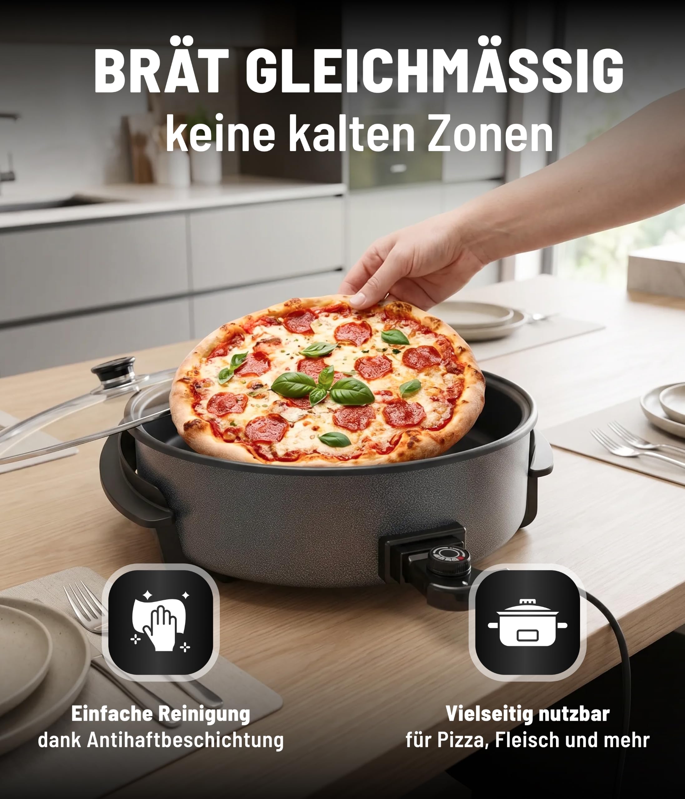 WKM Elektropfanne Schwarz 42 cm