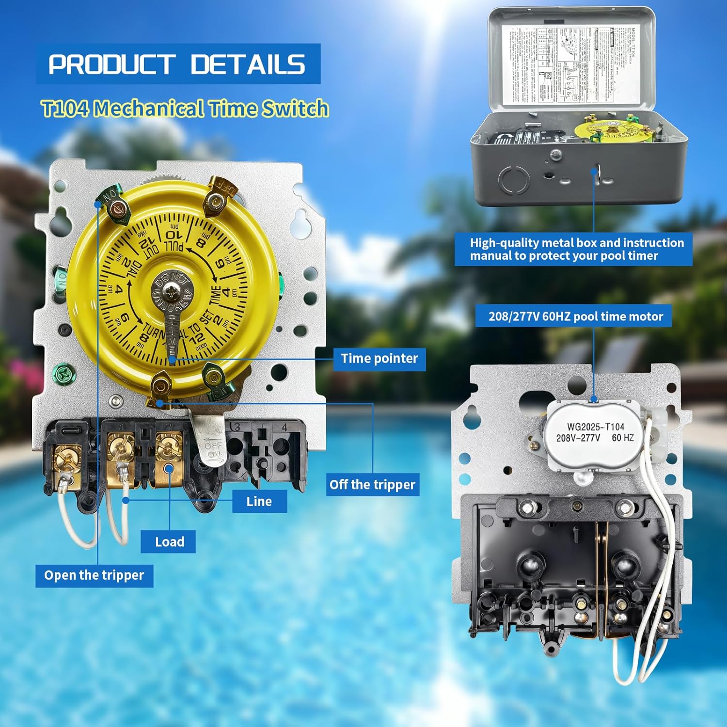 T104 Electromechanical Timer Switch Versatile Scheduling Manual Override,Mechanism Only