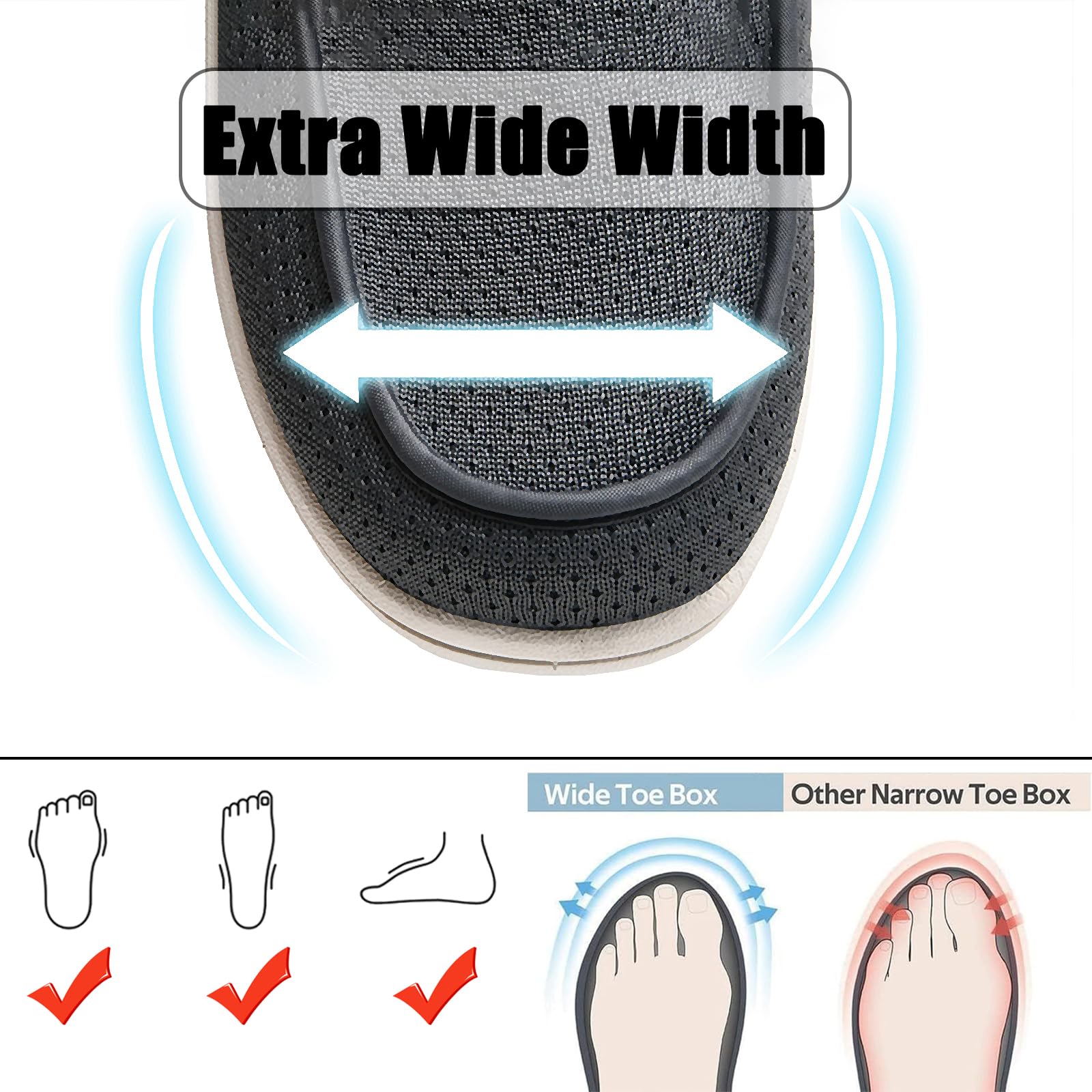 Zapatos Ortopédicos Ajustables para El Pulgar Valgo Fáciles de Poner Y Quitar Cómodos para Personas Mayores con Pies Hinchados Y con Espuma Viscoelástica (A10993)