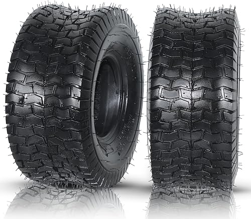 Miniatura 8 de Juego de 2 neumáticos de 4 capas de 15 x 6.00-6 para cortacésped y jardín, tractor, césped, sin cámara, carga máxima de 570 libras