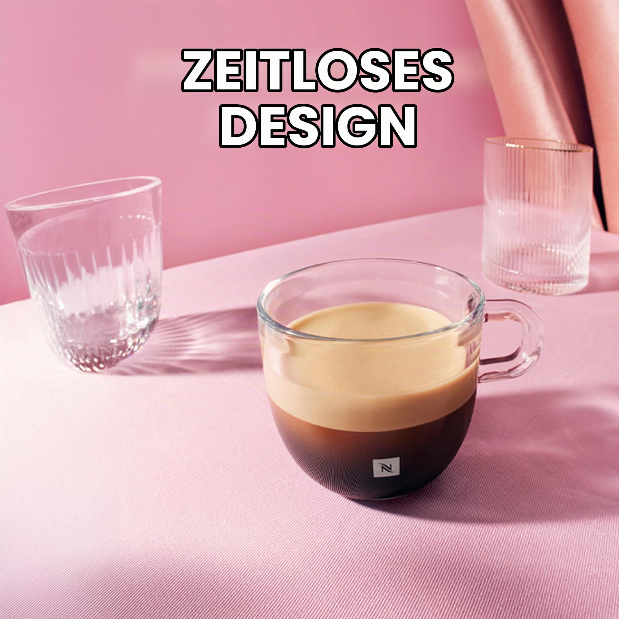 Nespresso Signature Gran Lungo Tassenset, 2 Glastassen (270 ml) | Federico Peri Design, gehärtetes Glas, für heißen und kalten Kaffee sowie Tee