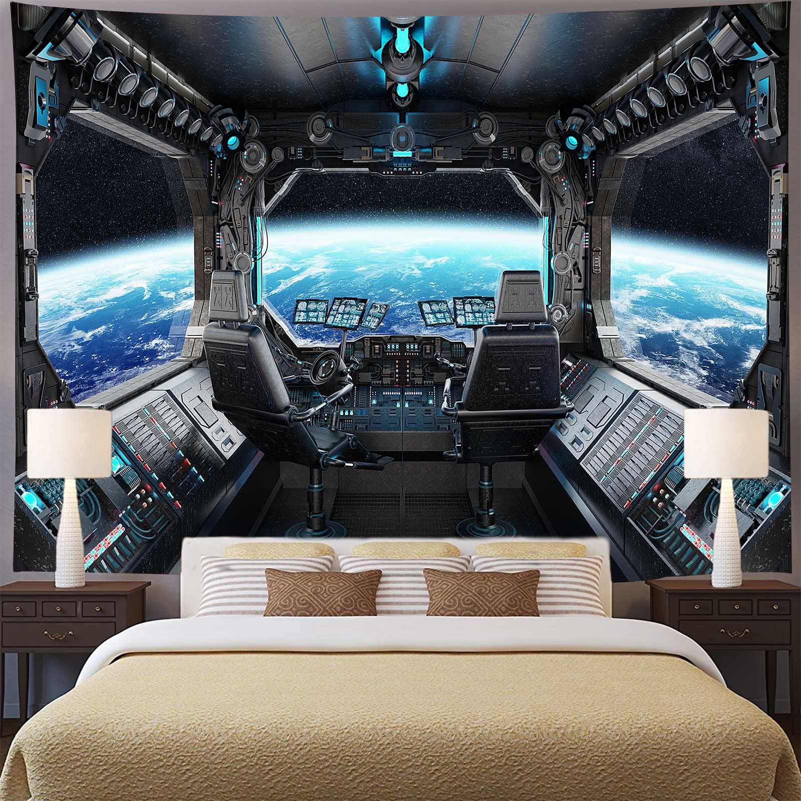 Amazon.co.jp: Aidatain 宇宙タペストリー 宇宙ステーション テーマ