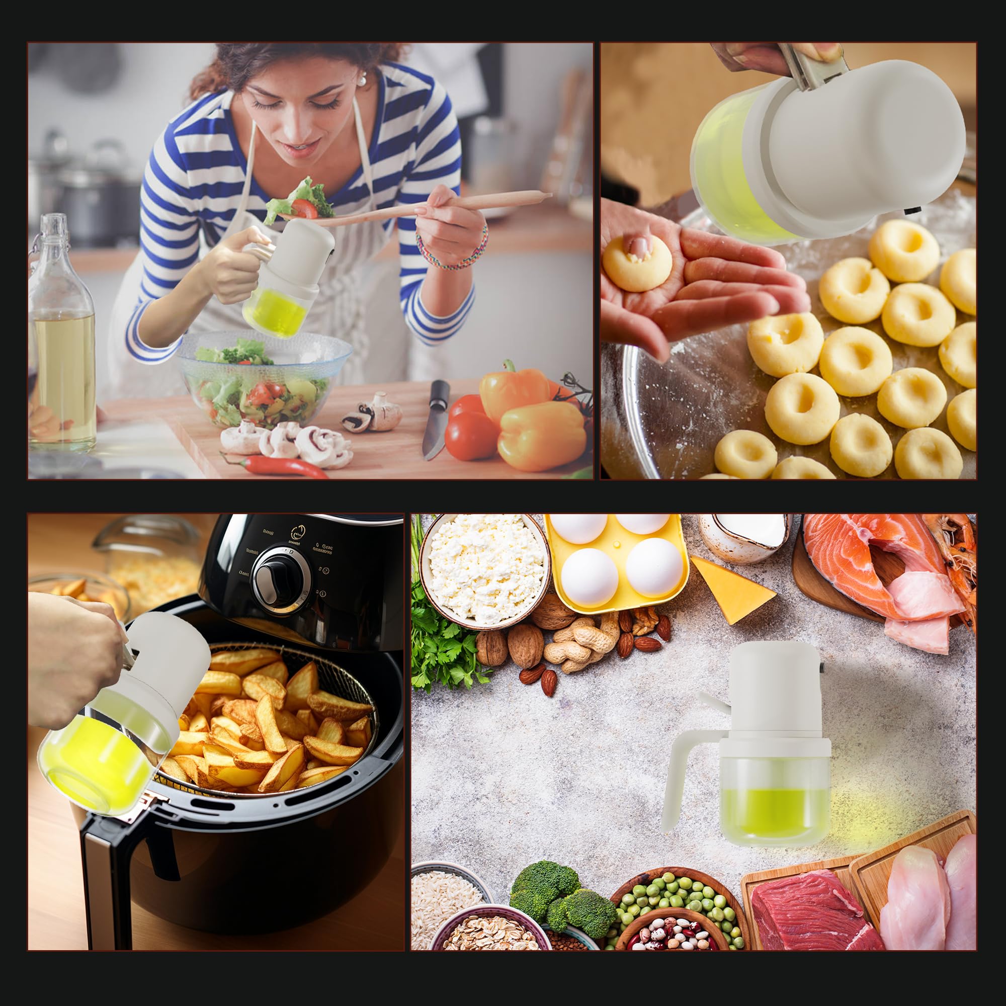 Olivenöl-Sprüher Aus Edelstahl - 180 Ml, Feiner Nebel, Für Airfryer, Grill & Küche - Graue Matte Düse