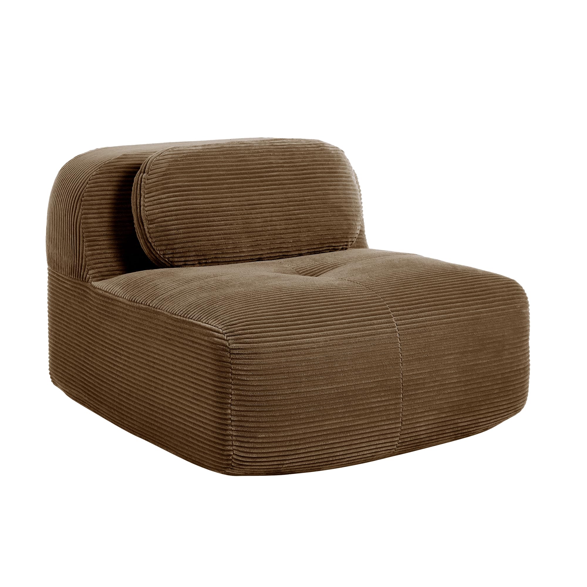 Sofá modular de 2 plazas, color marrón, módulo de sofá con reposabrazos izquierdo y respaldo, sofá de tela flexible combinable, ahorra espacio y es cómodo