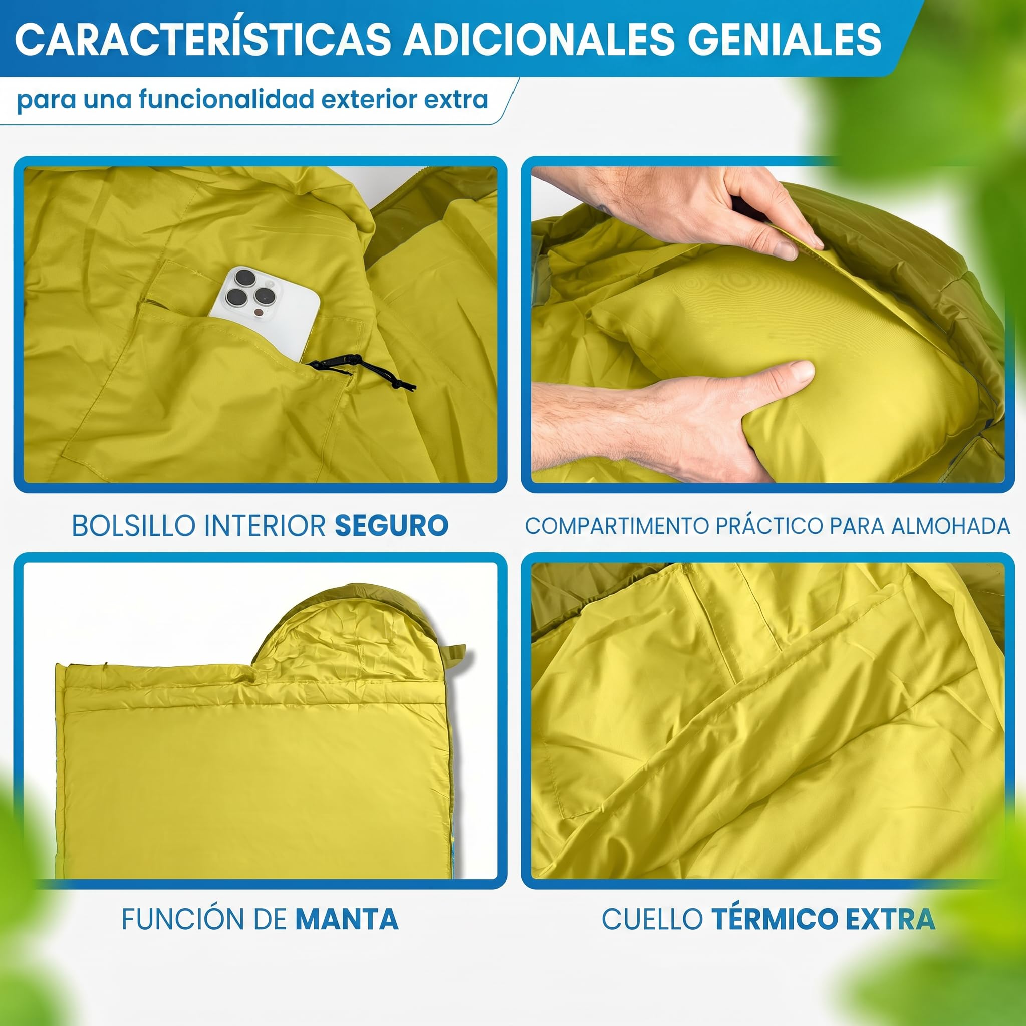 NORDMUT® Saco de Dormir Manta para Adultos con Cremallera YKK de Doble dirección – Tamaño Compacto & Ultraligero 1600 g – 3 Estaciones (250 gsm) – Camping, Outdoor & Festivales
