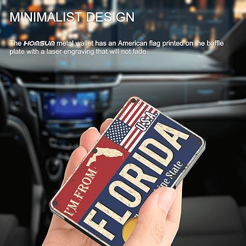 Miniatura 5 de HOMSUM Carteras delgadas RFID para hombre, bolsillo frontal minimalista, bloqueo RFID, carteras metálicas para hombres con clip para dinero, cartera