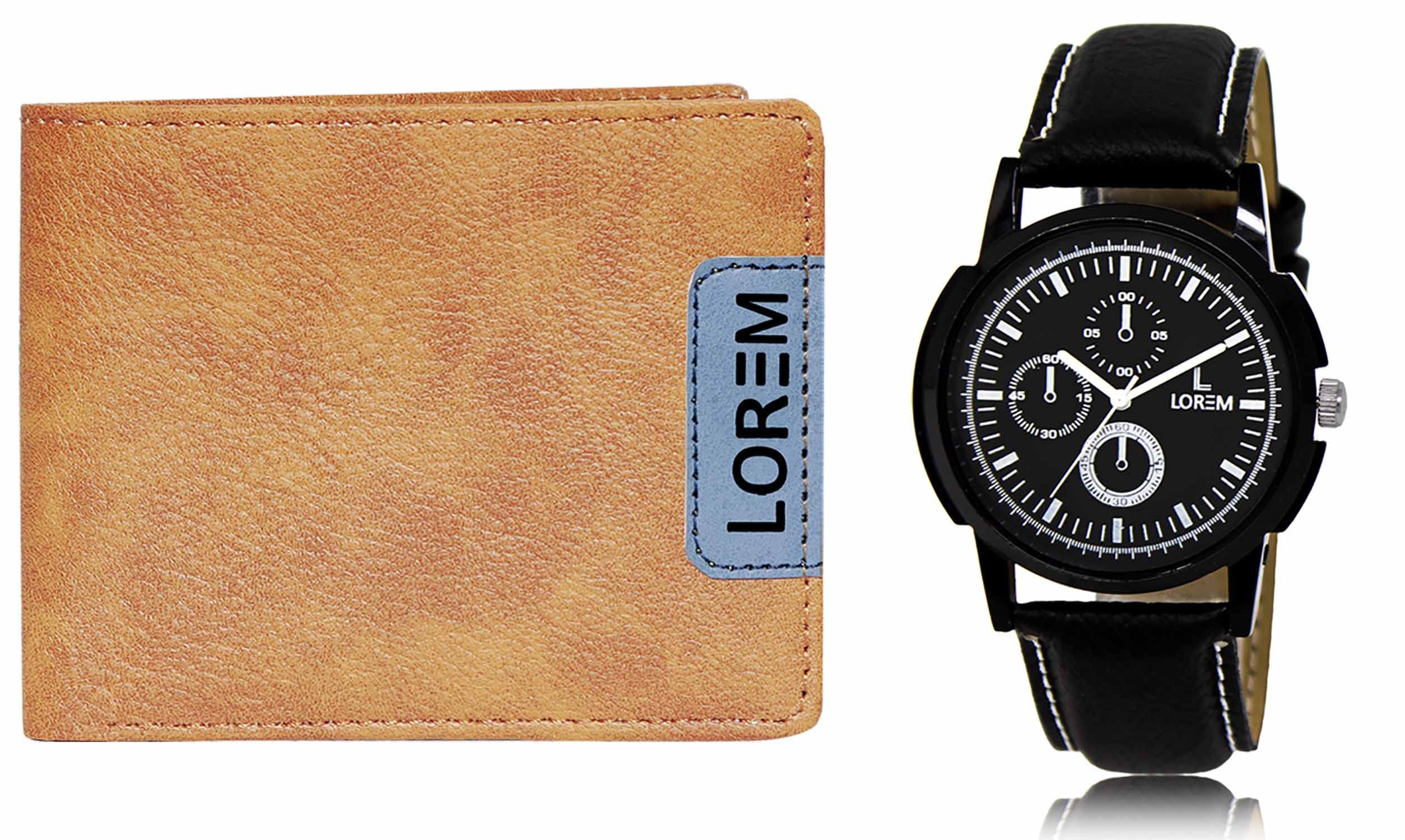 LOREM Orange Color Faux Leather Wallet & Black, White Analog Watch Combo for Men | WL11-LR13 (B09VBPPZC7) Amazon Price History, Amazon Price Tracker