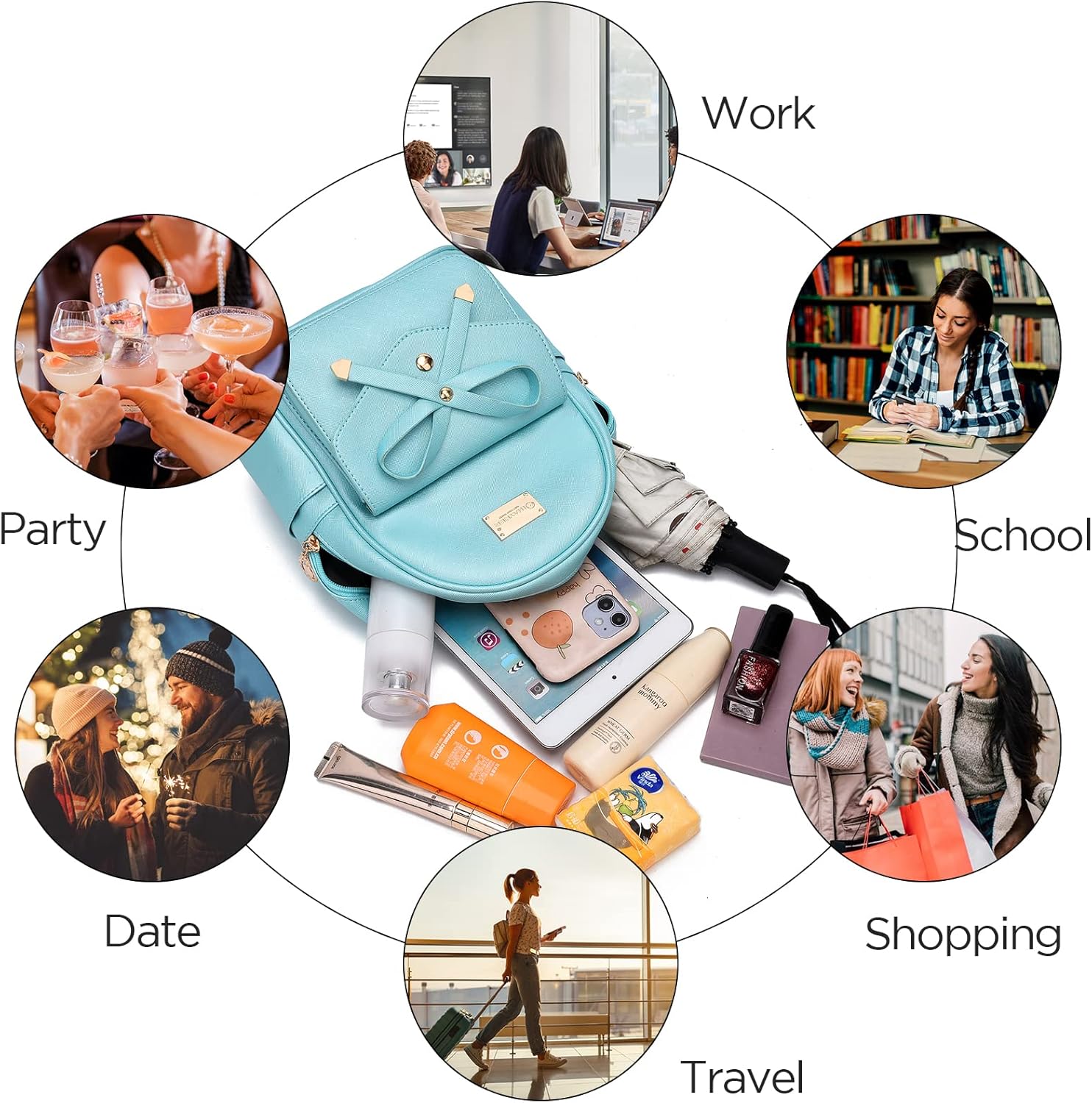 I IHAYNER Girls Bowknot Cute Leather Backpack Mini Backpack Purse for Women - Image 6