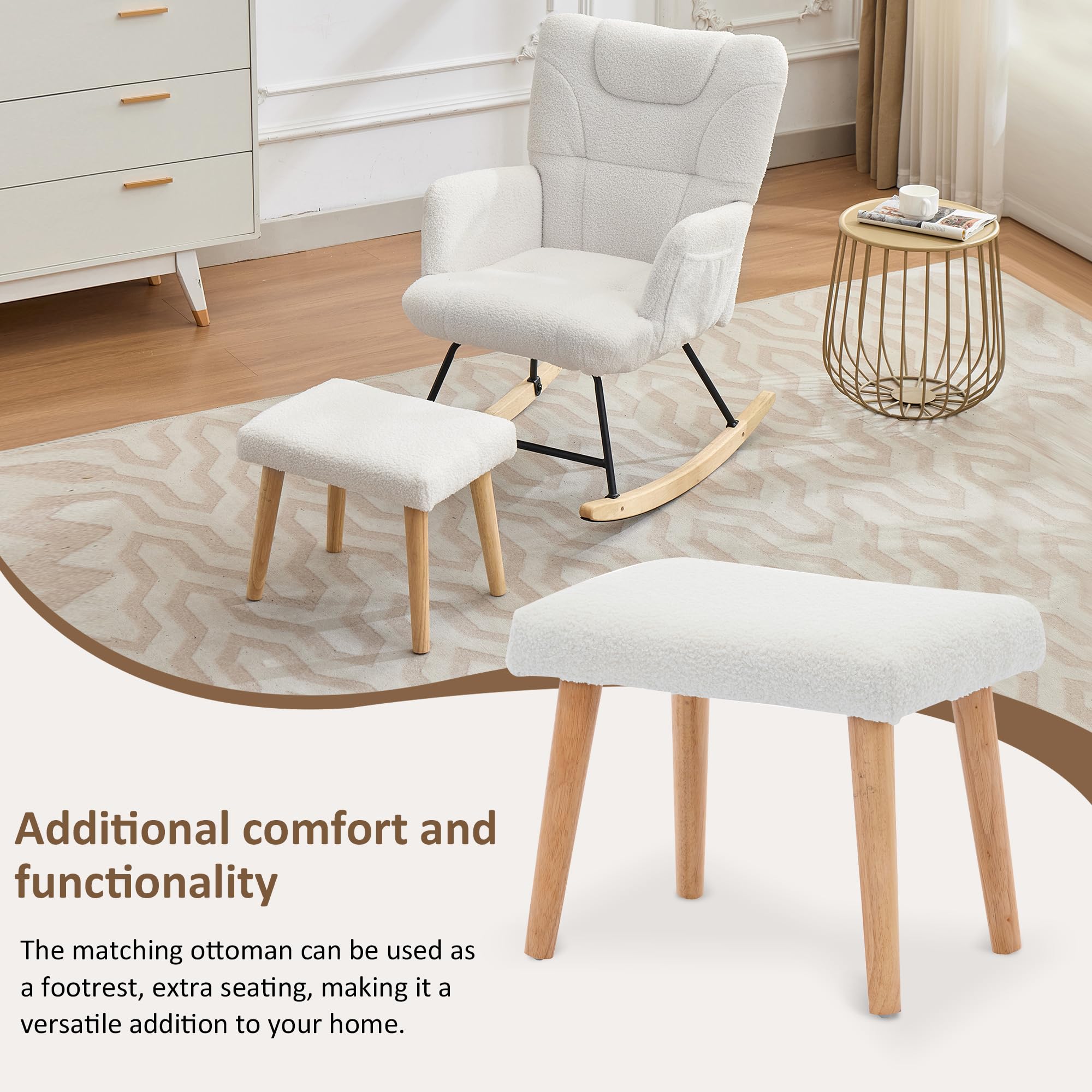 Fauteuil à Bascule SONGMICS En Bois Avec Accoudoirs Et Repose-pieds Réglable - Neuf