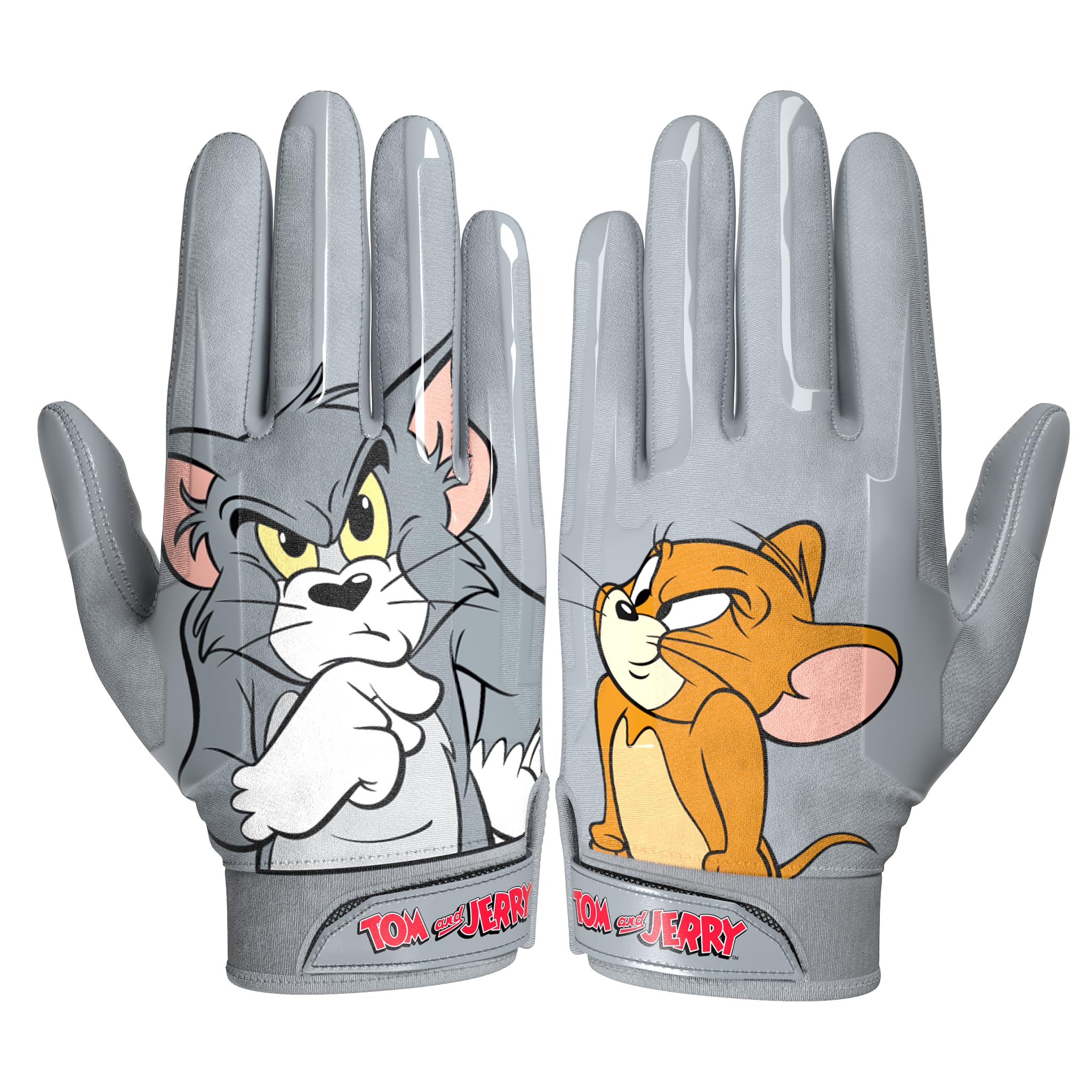 Tom and Jerry Football Gloves – VPS1 | Grey | Lightweight, Super Sticky Receiver Gloves for Adults & Kids